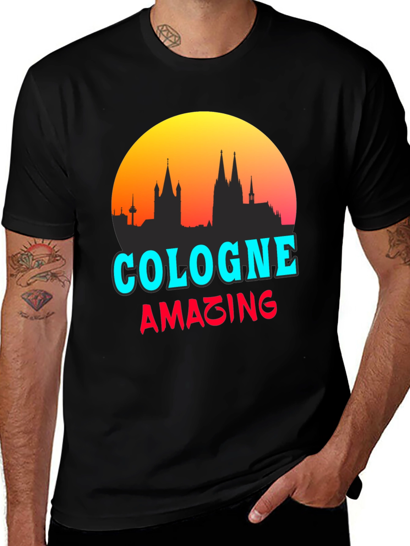 Cologne Amazing City Skyline Graphic Tee - Black