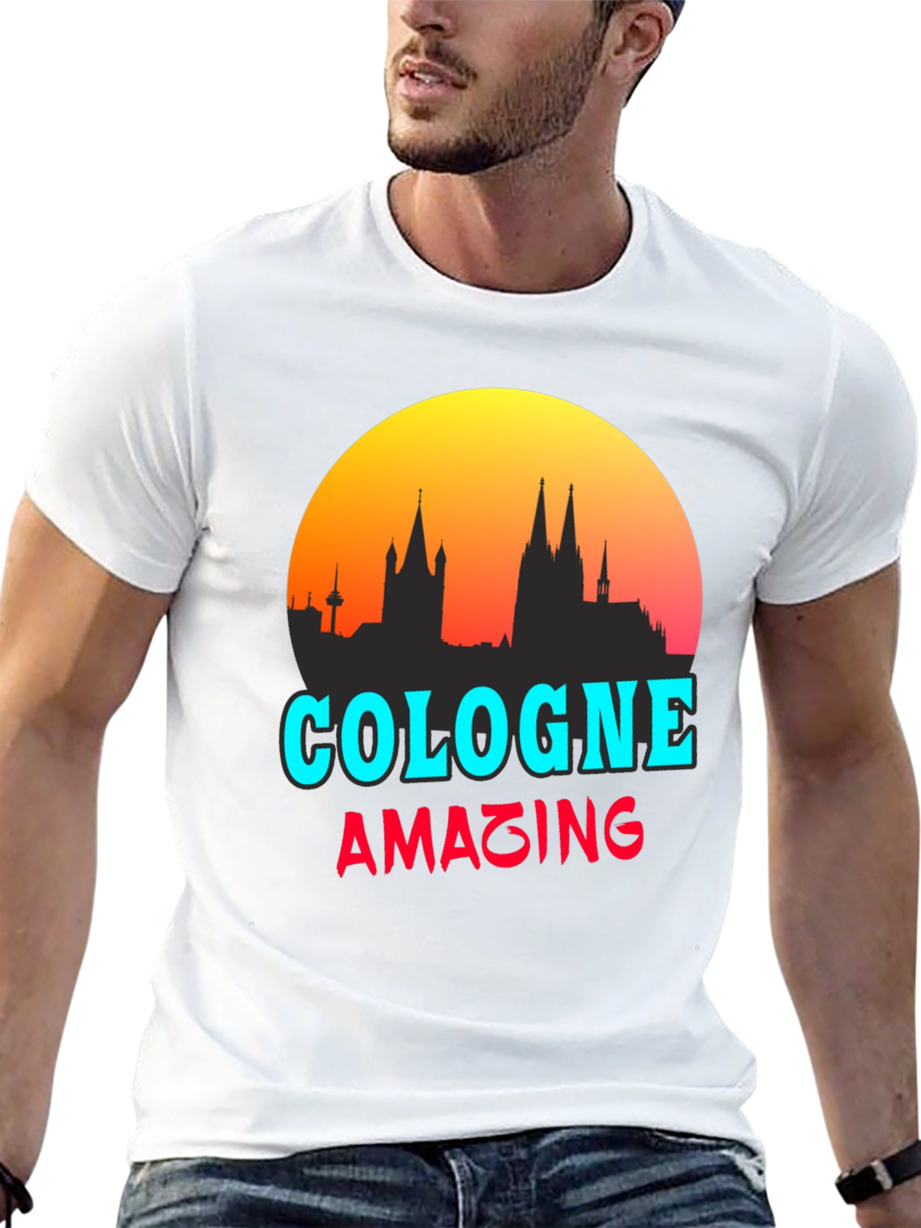 Cologne Amazing City Skyline Graphic Tee - Black