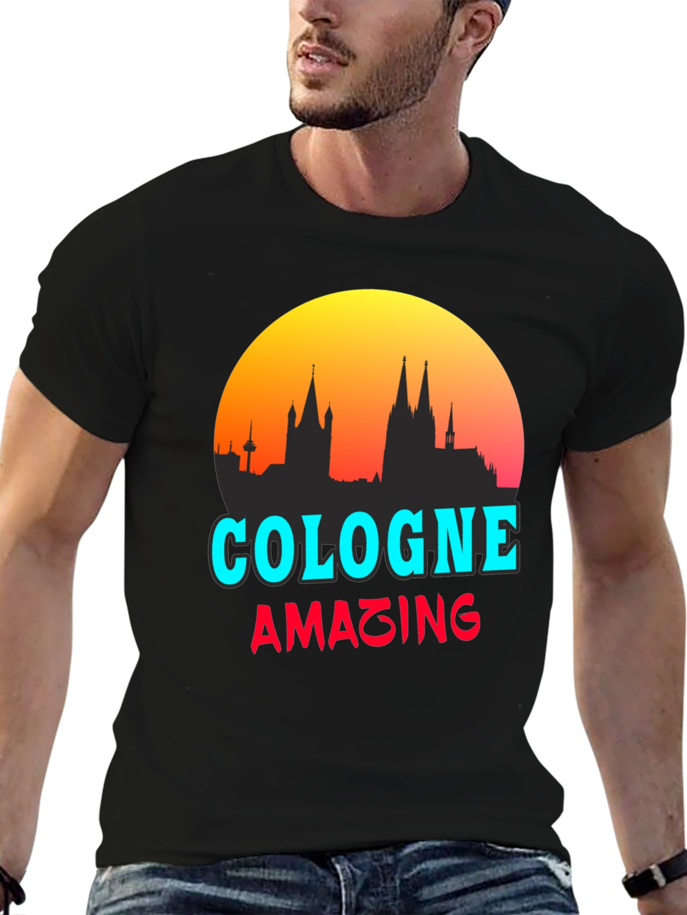 Cologne Amazing City Skyline Graphic Tee - Black