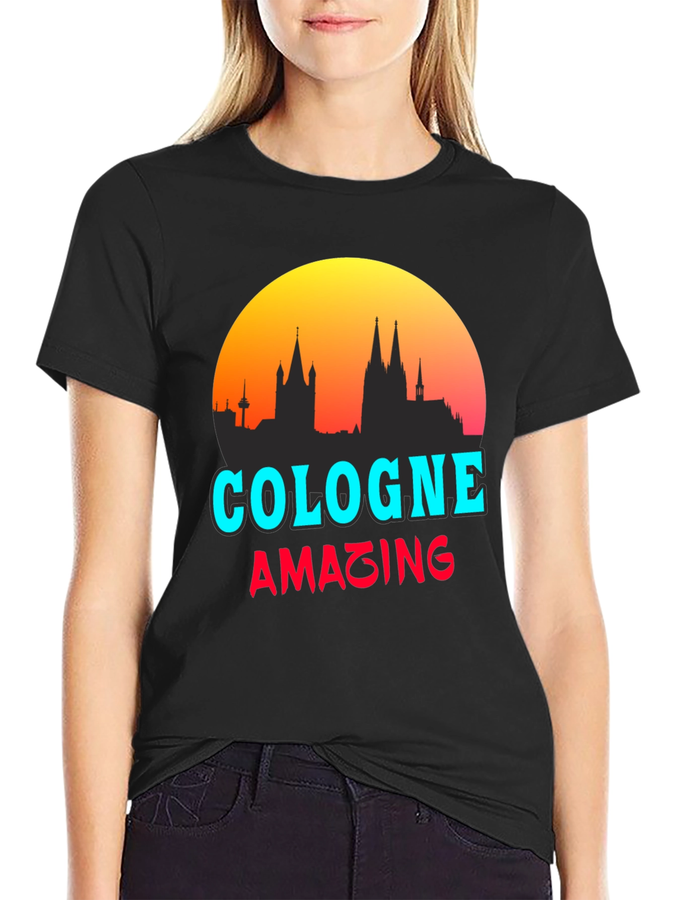 Cologne Amazing City Skyline Graphic Tee - Black