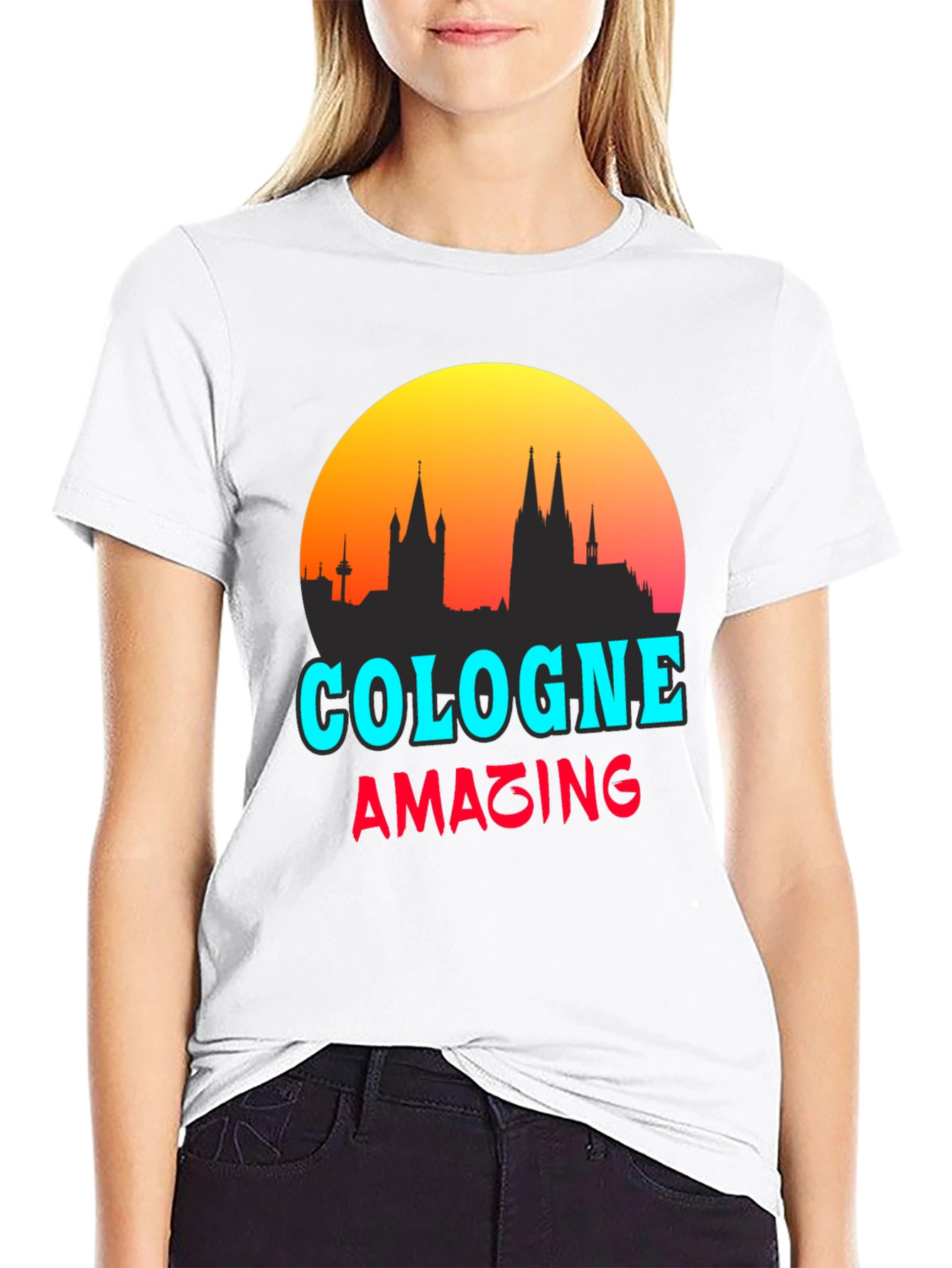 Cologne Amazing City Skyline Graphic Tee - Black