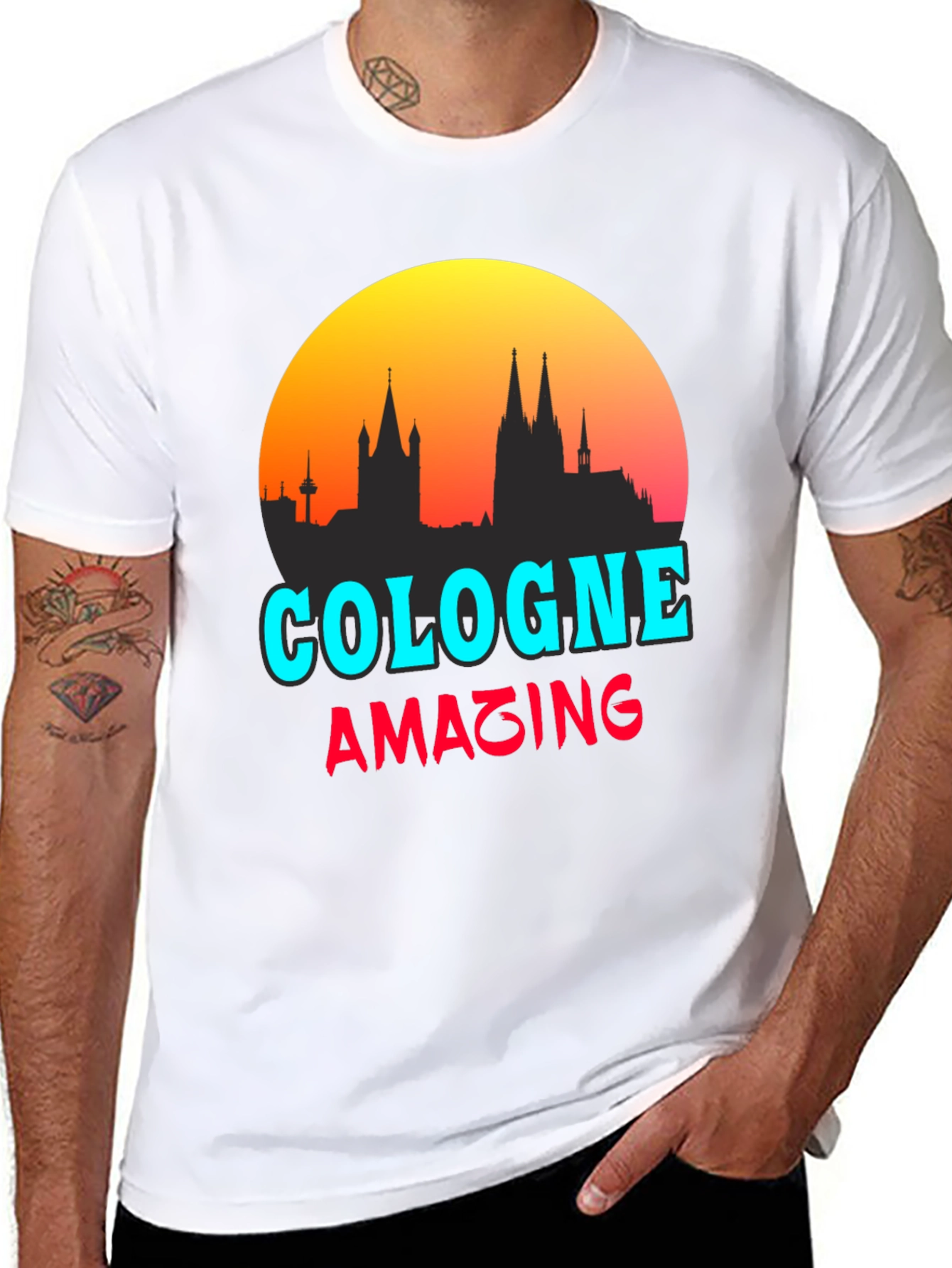Cologne Amazing City Skyline Graphic Tee - Black