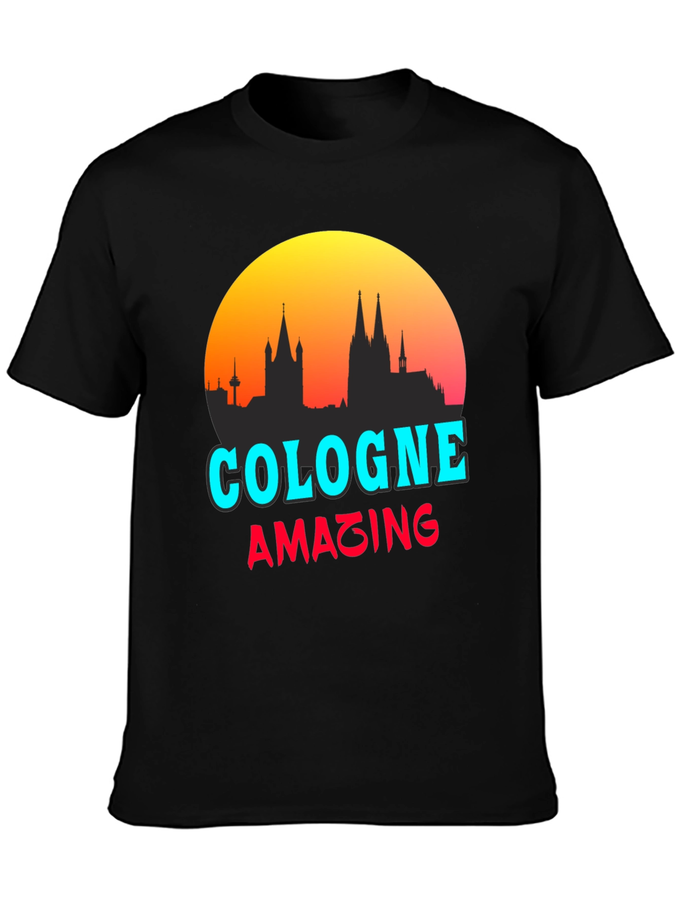 Cologne Amazing City Skyline Graphic Tee - Black