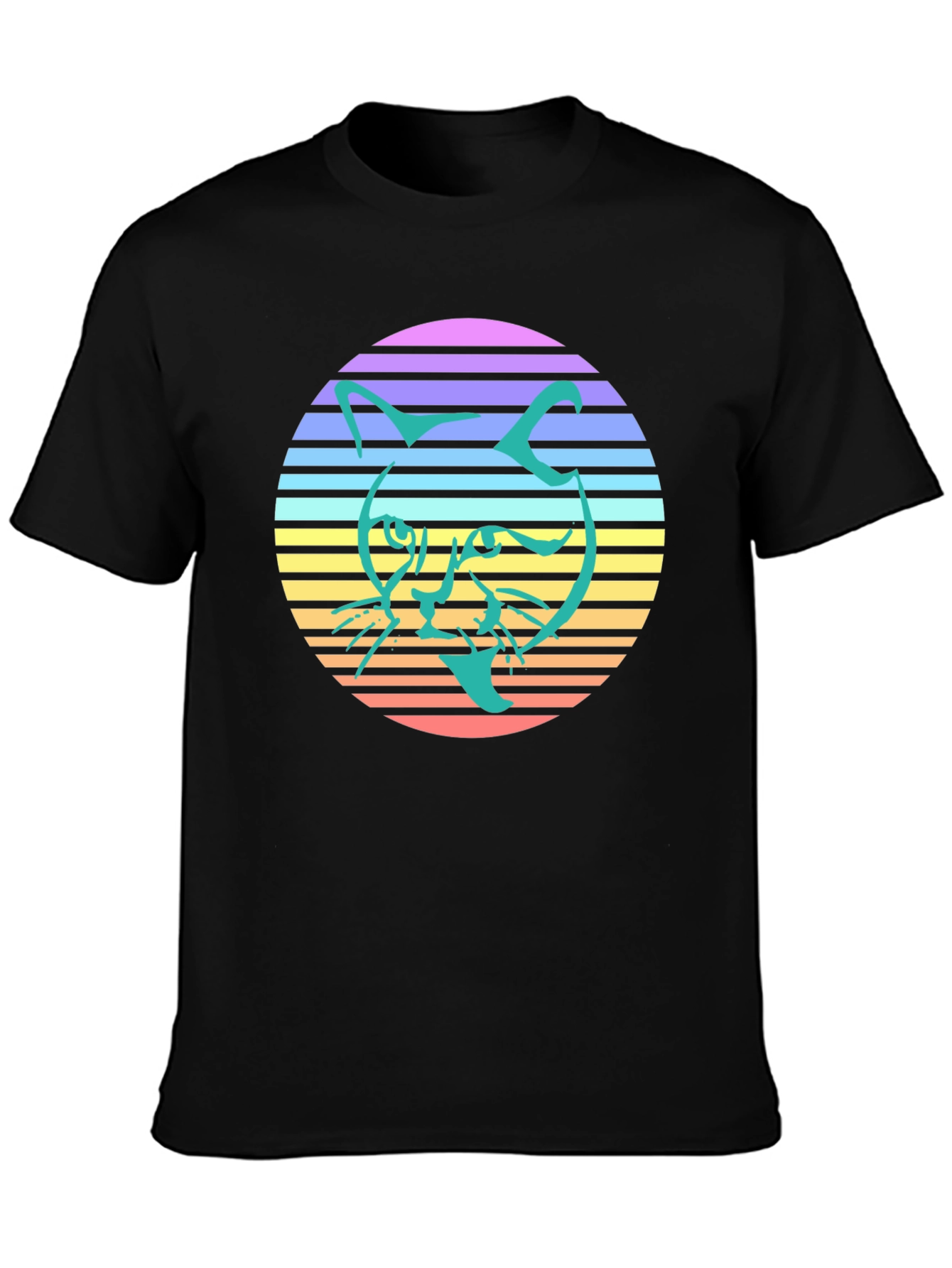 Retro Cat Graphic Tee - Stylish Black T-Shirt