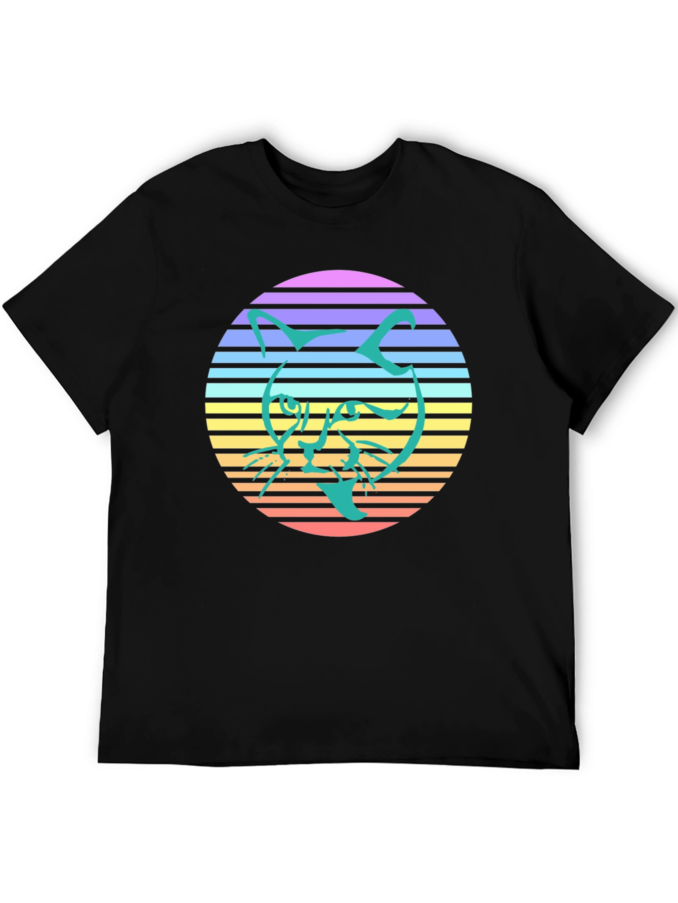 Retro Cat Graphic Tee - Stylish Black T-Shirt