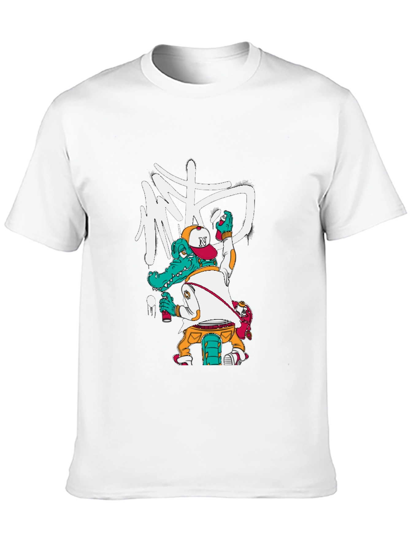 Cool Alligator Graffiti Artist Black T-Shirt