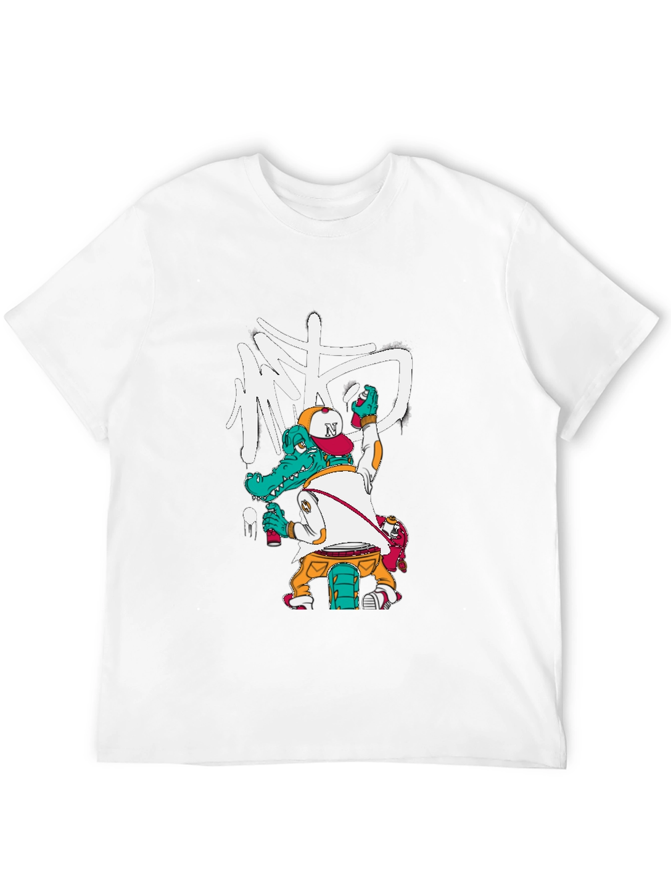 Cool Alligator Graffiti Artist Black T-Shirt