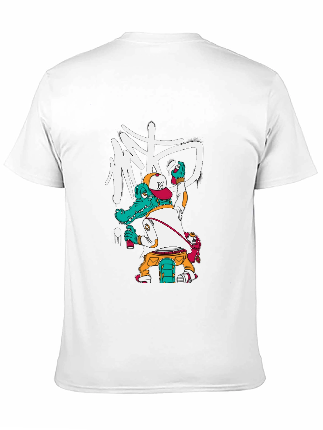 Cool Alligator Graffiti Artist Black T-Shirt