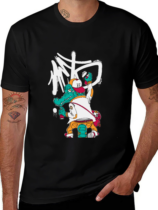 Cool Alligator Graffiti Artist Black T-Shirt