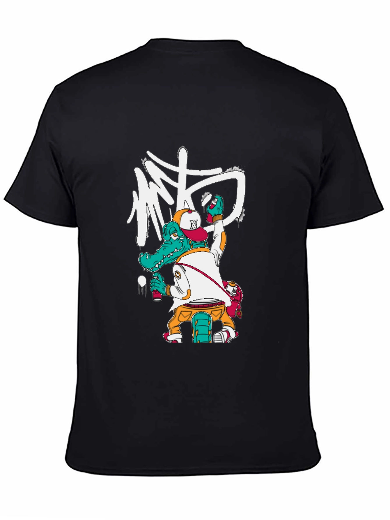 Cool Alligator Graffiti Artist Black T-Shirt