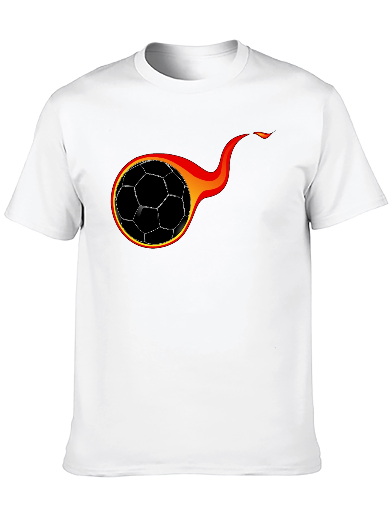 Flaming Soccer Ball Graphic T-Shirt - Black