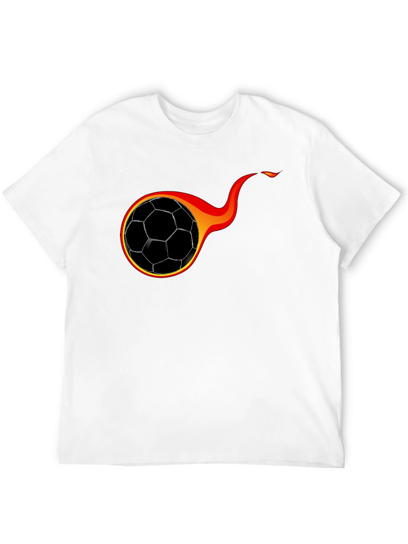 Flaming Soccer Ball Graphic T-Shirt - Black