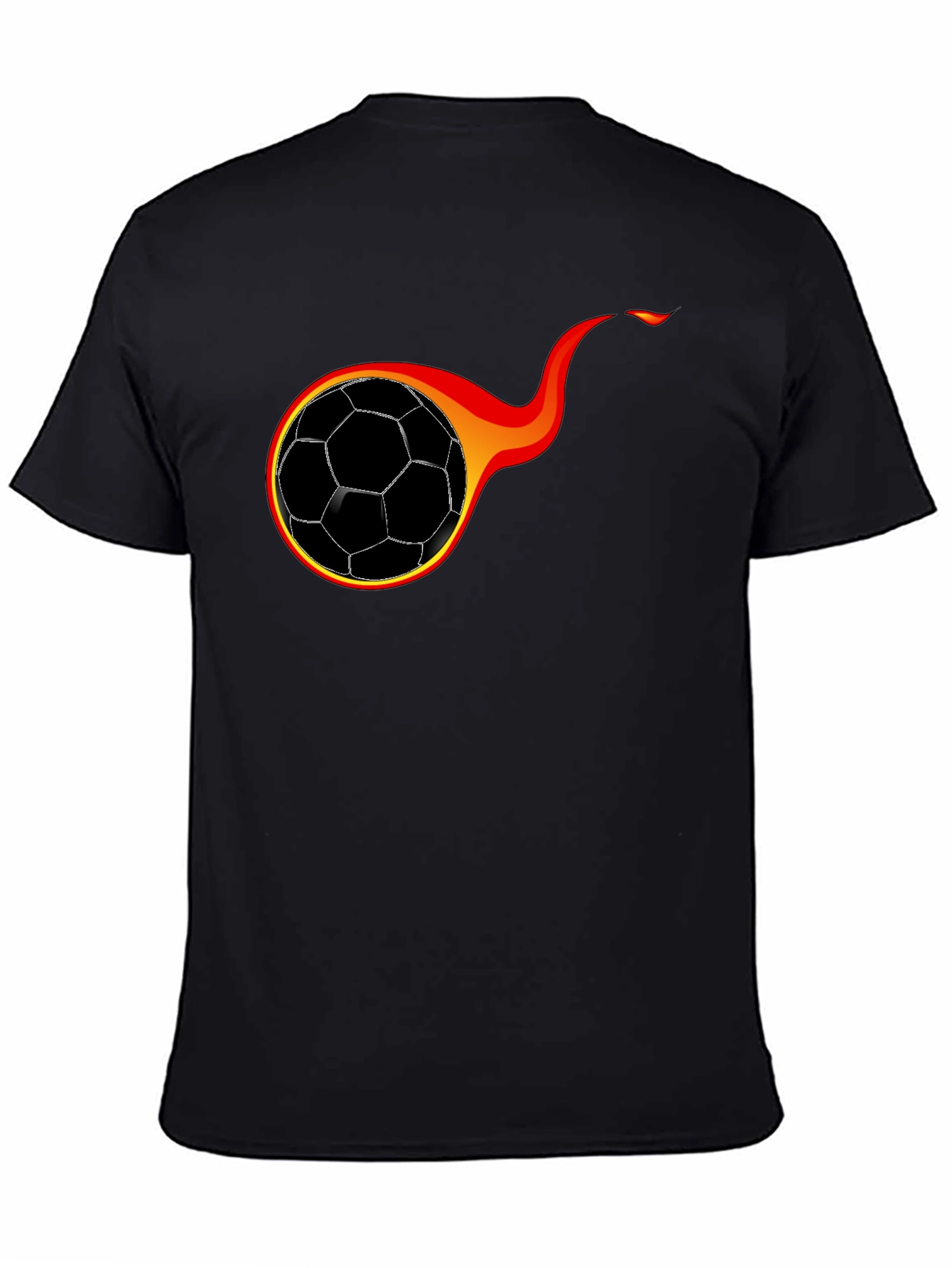 Flaming Soccer Ball Graphic T-Shirt - Black
