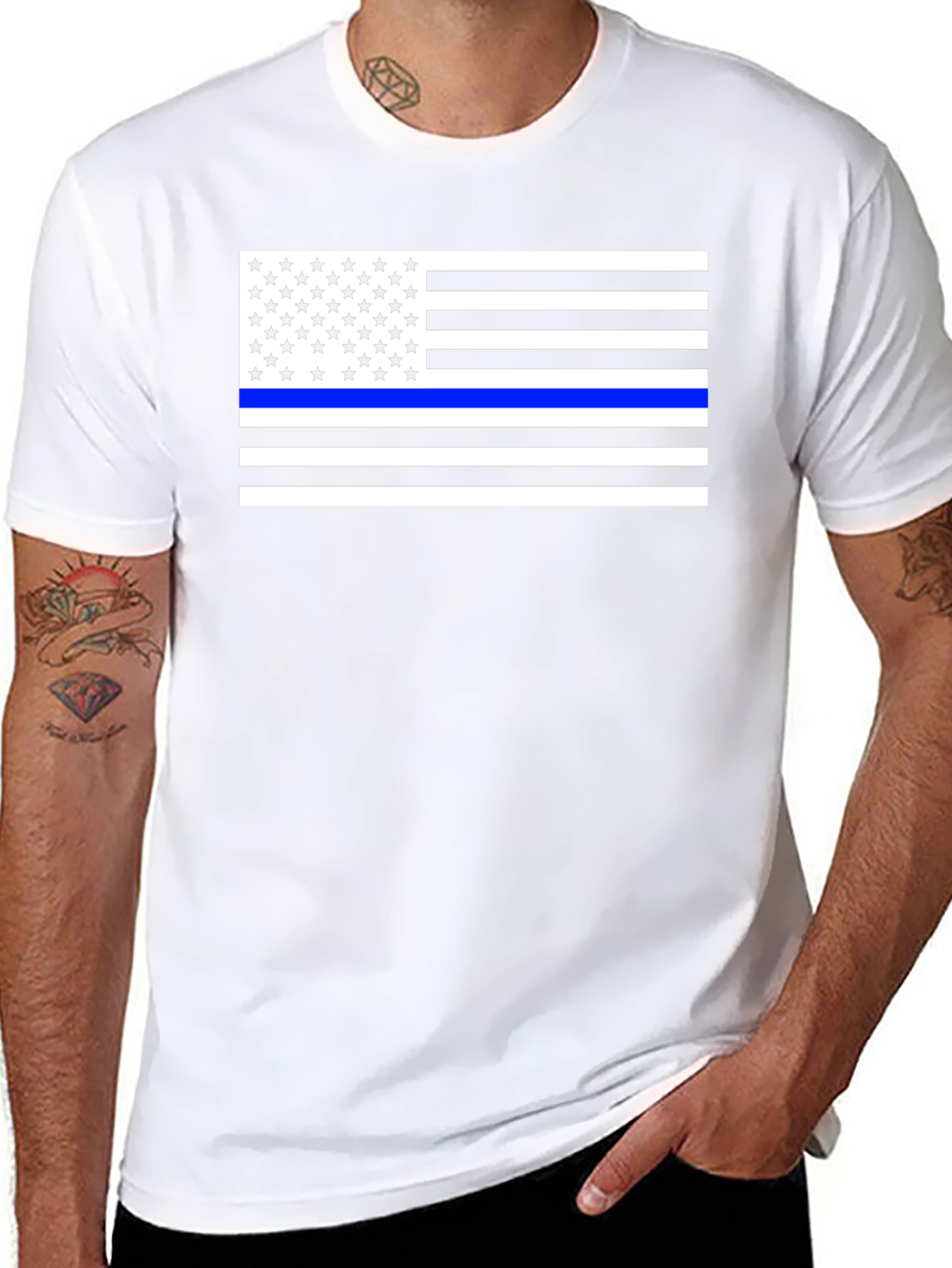 Thin Blue Line American Flag T-Shirt
