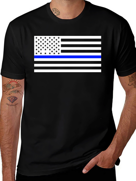 Thin Blue Line American Flag T-Shirt