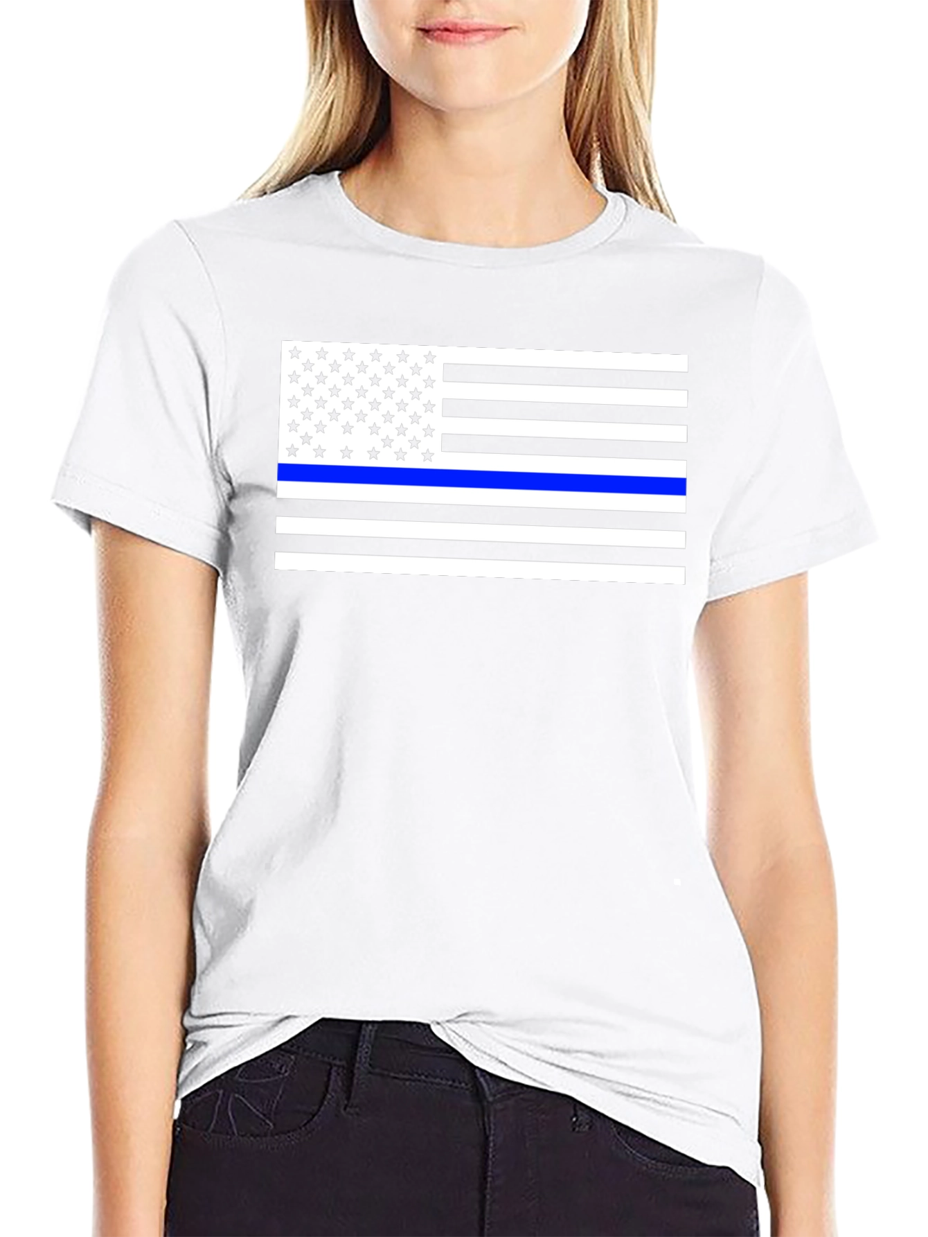 Thin Blue Line American Flag T-Shirt