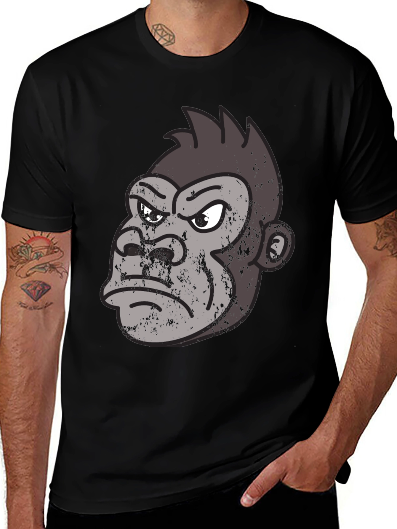 Grumpy Gorilla Graphic Tee - Black Casual Shirt
