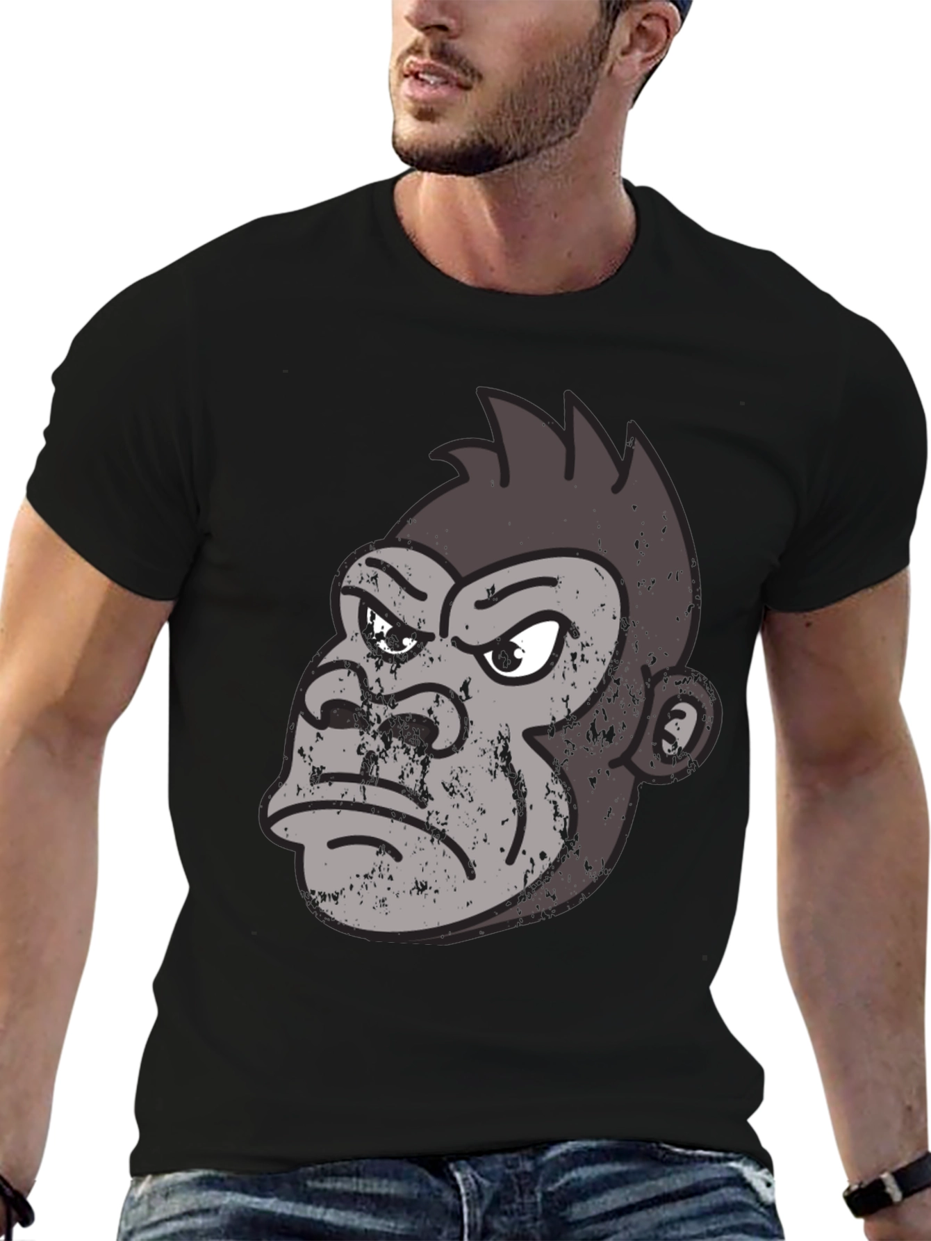 Grumpy Gorilla Graphic Tee - Black Casual Shirt