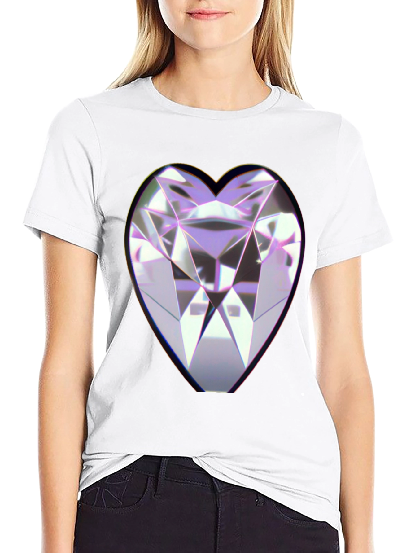 Heart Diamond Graphic Black Tee