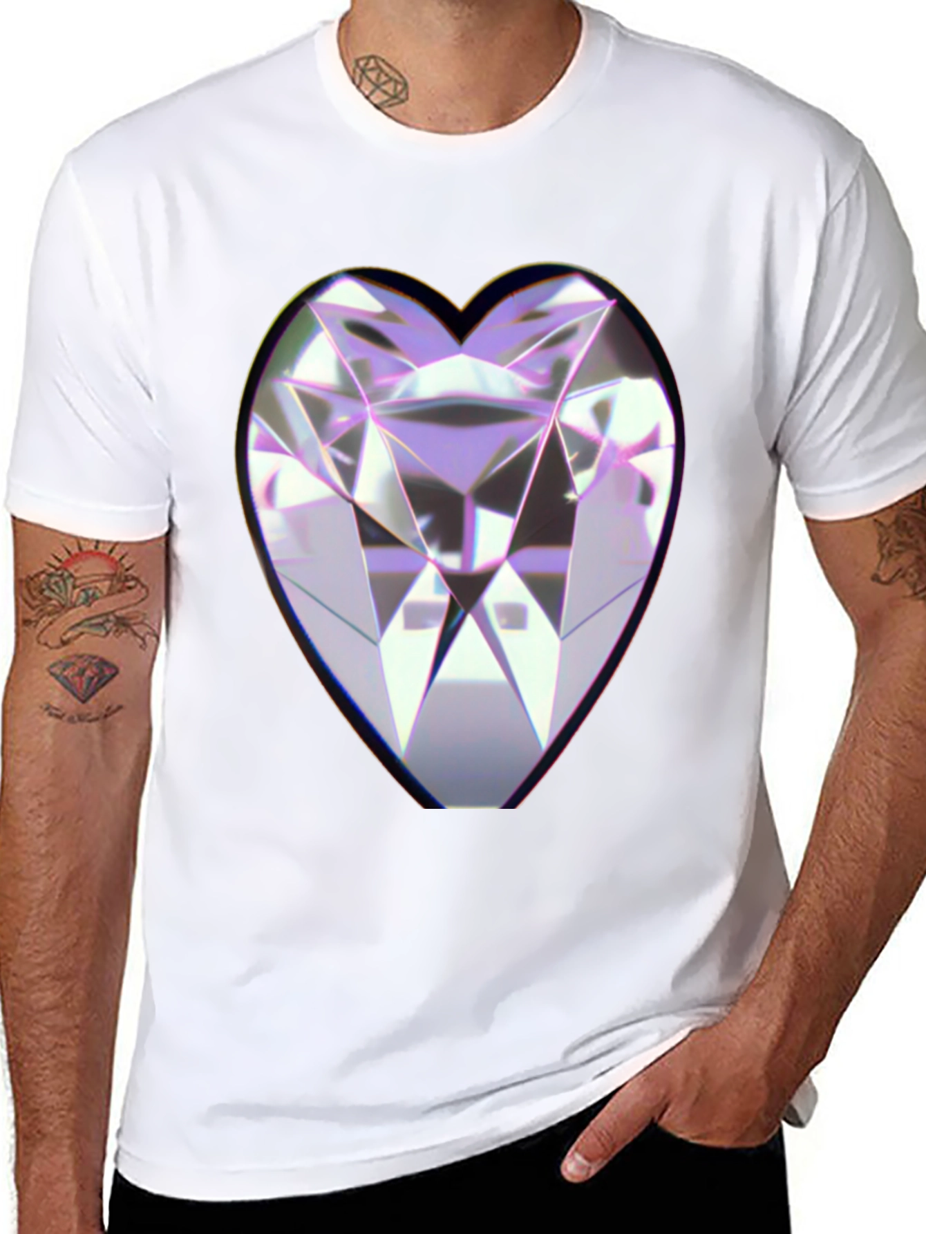 Heart Diamond Graphic Black Tee