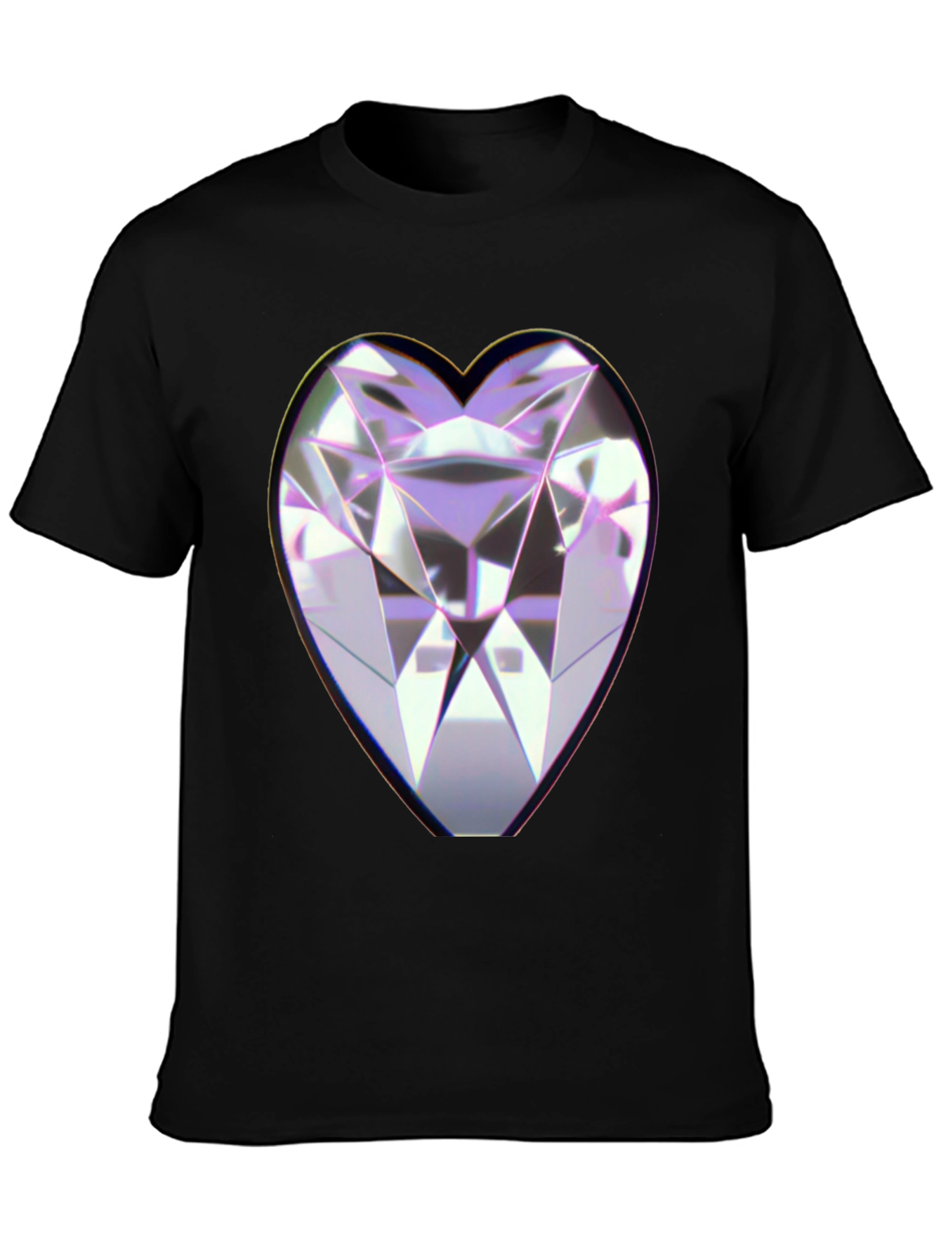 Heart Diamond Graphic Black Tee