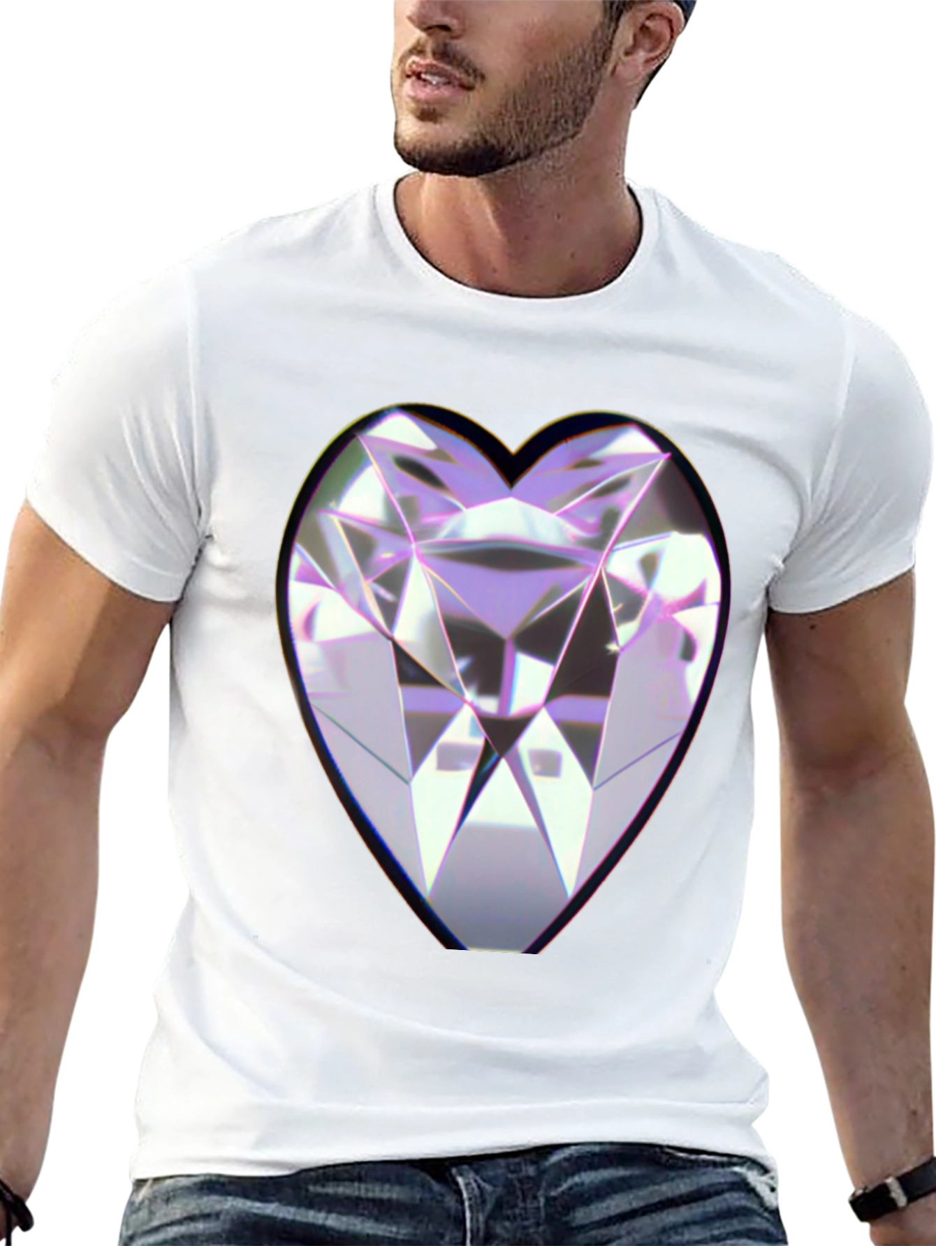 Heart Diamond Graphic Black Tee
