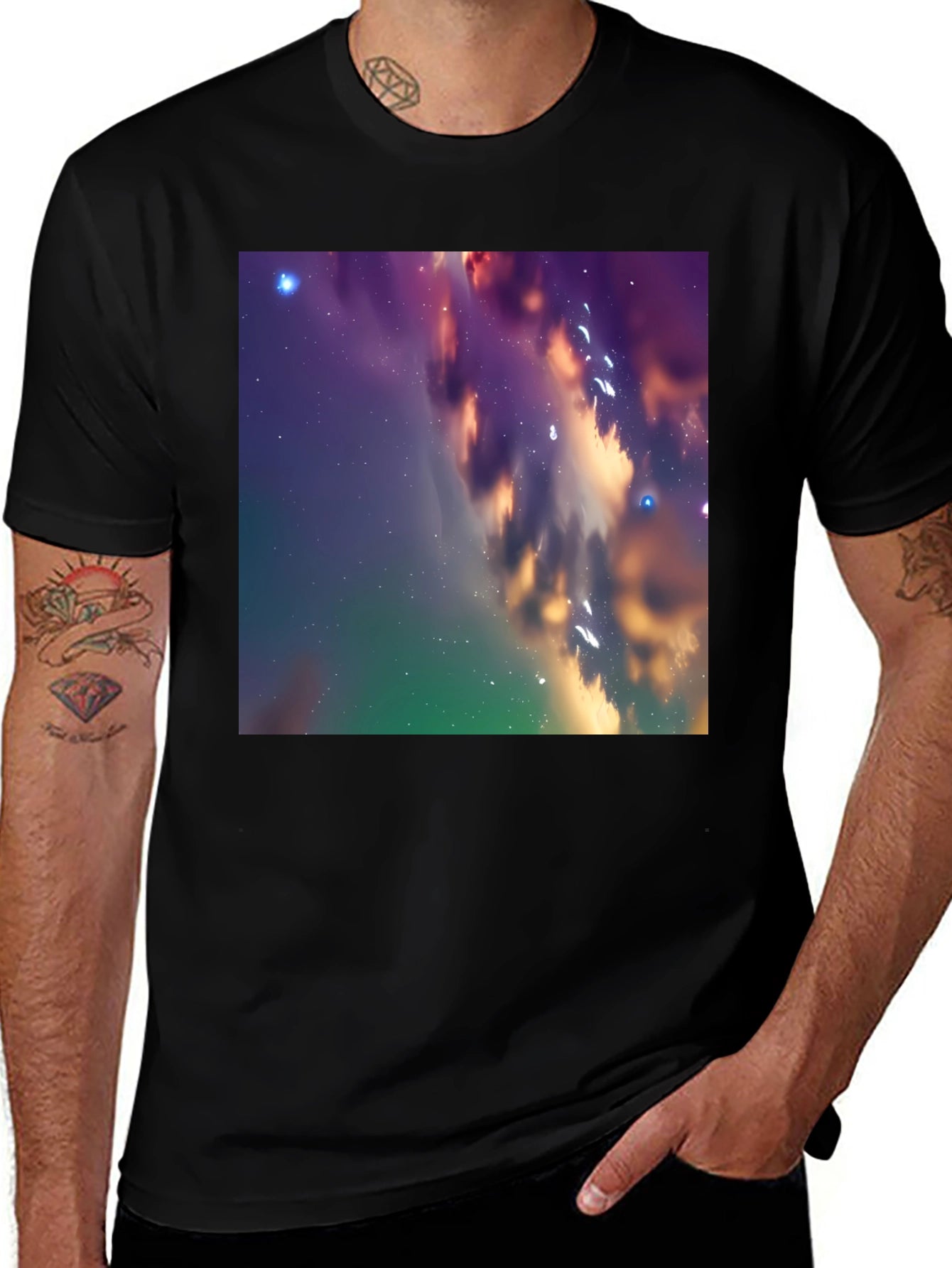 Galaxy Dreams Tee - Cosmic Print Black T-Shirt