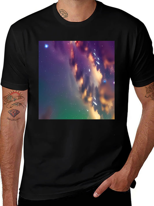 Galaxy Dreams Tee - Cosmic Print Black T-Shirt