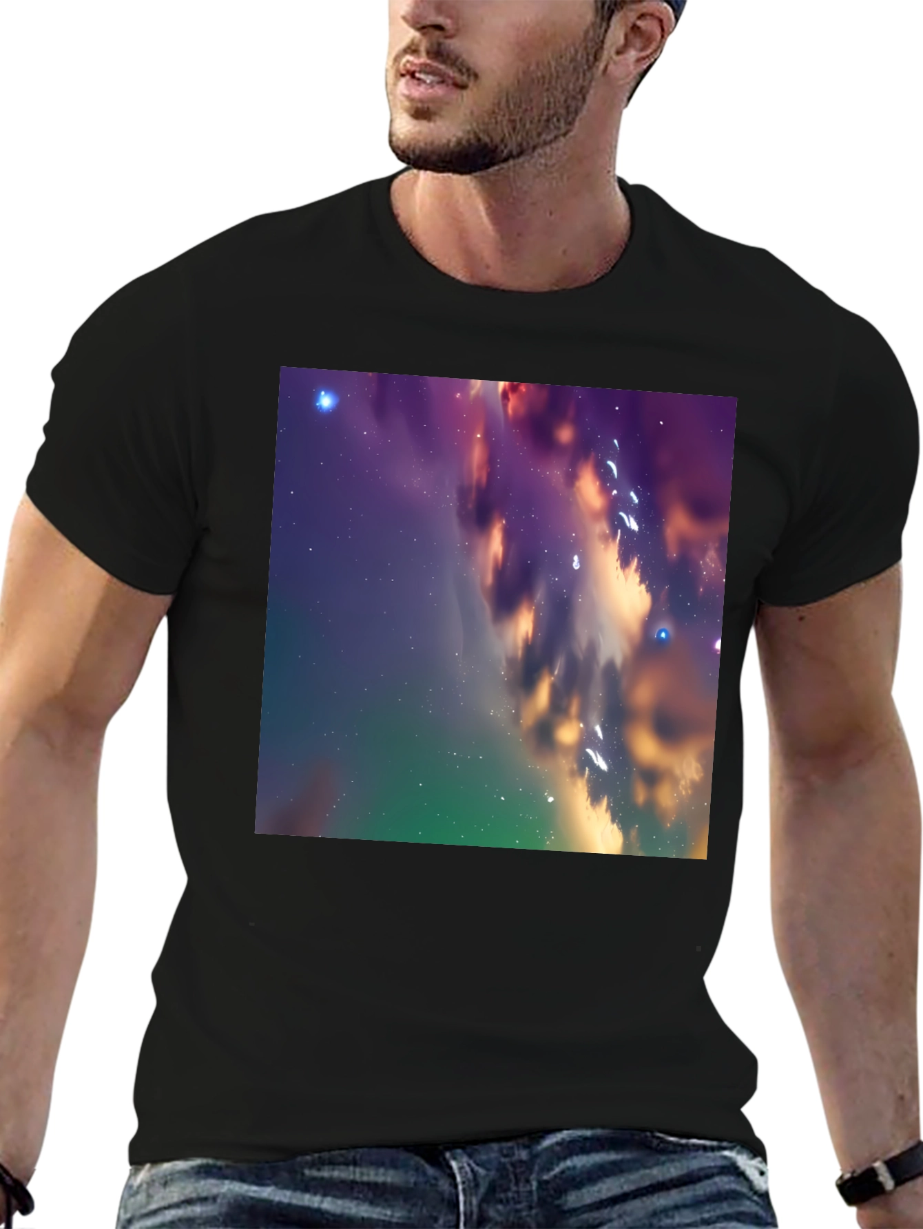 Galaxy Dreams Tee - Cosmic Print Black T-Shirt