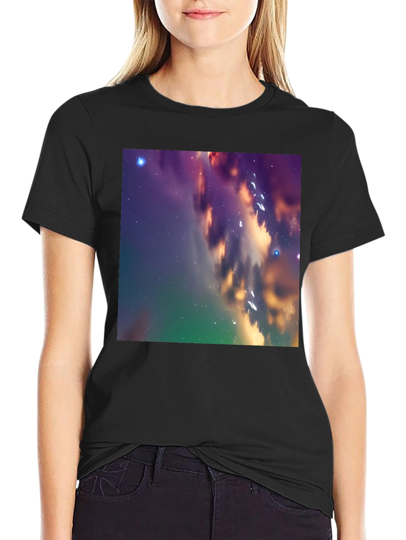 Galaxy Dreams Tee - Cosmic Print Black T-Shirt