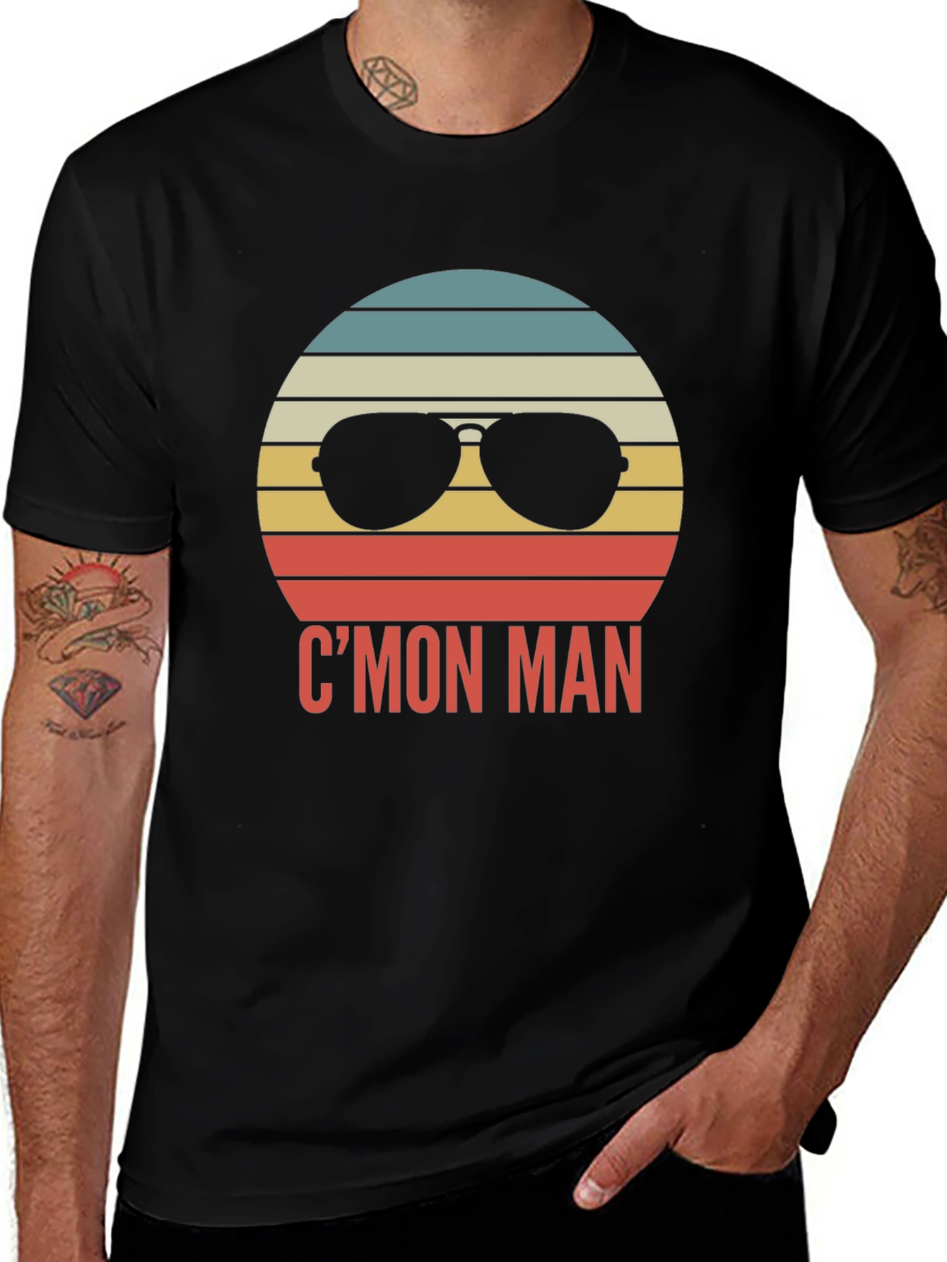 Cmon Man Retro Sunglasses Graphic T-Shirt