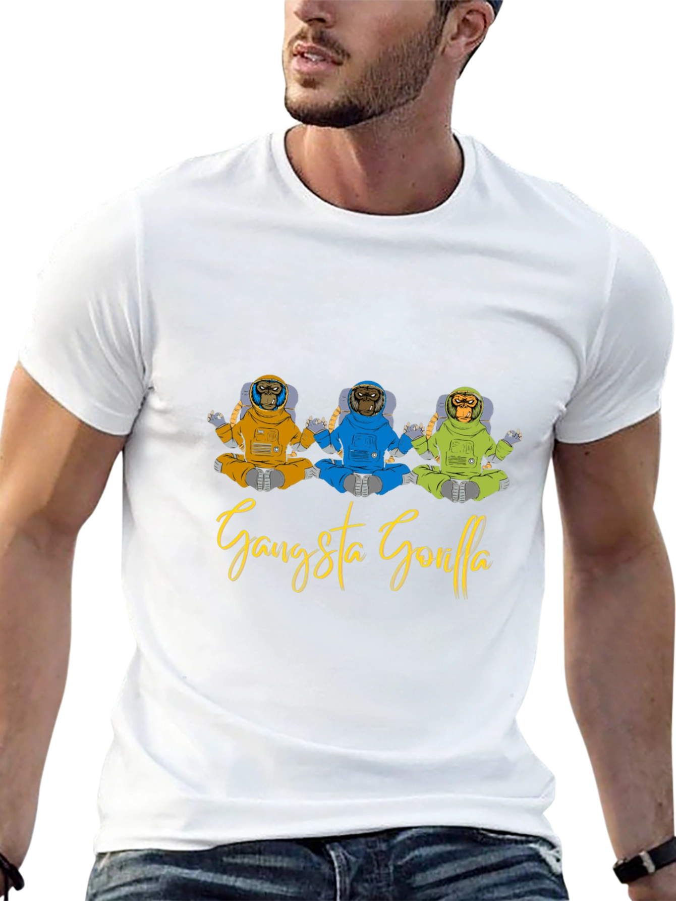 Gangsta Gorilla T-Shirt - Meditating Ape Design