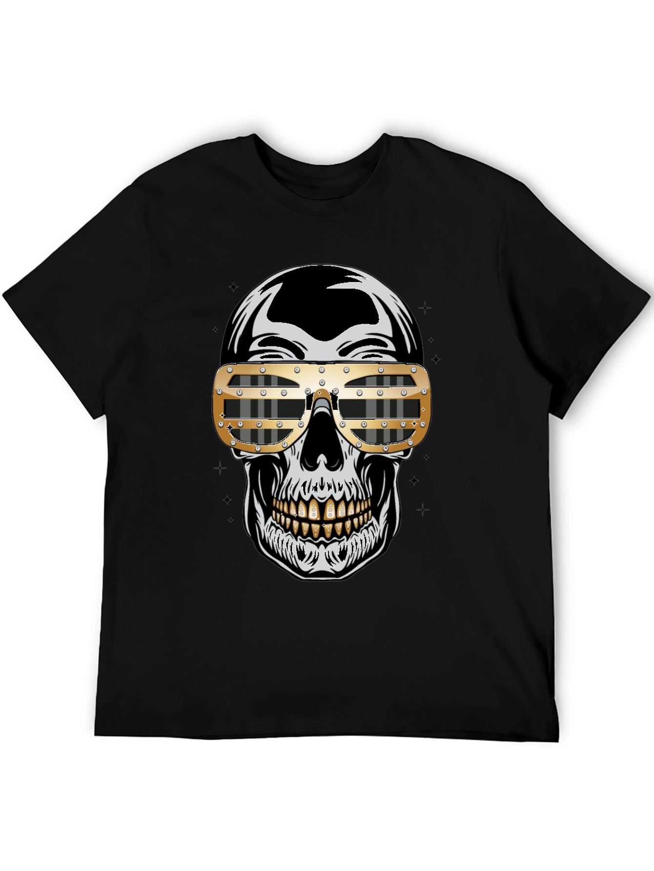 Skull Graphic Tee - Gold Sunglasses