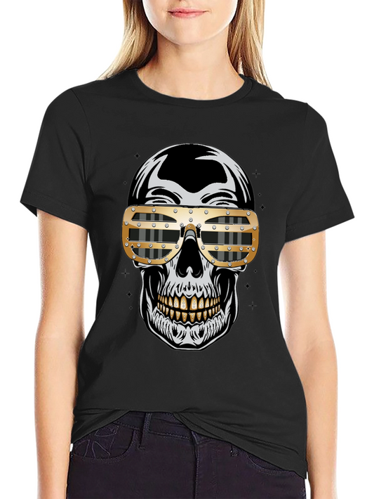 Skull Graphic Tee - Gold Sunglasses