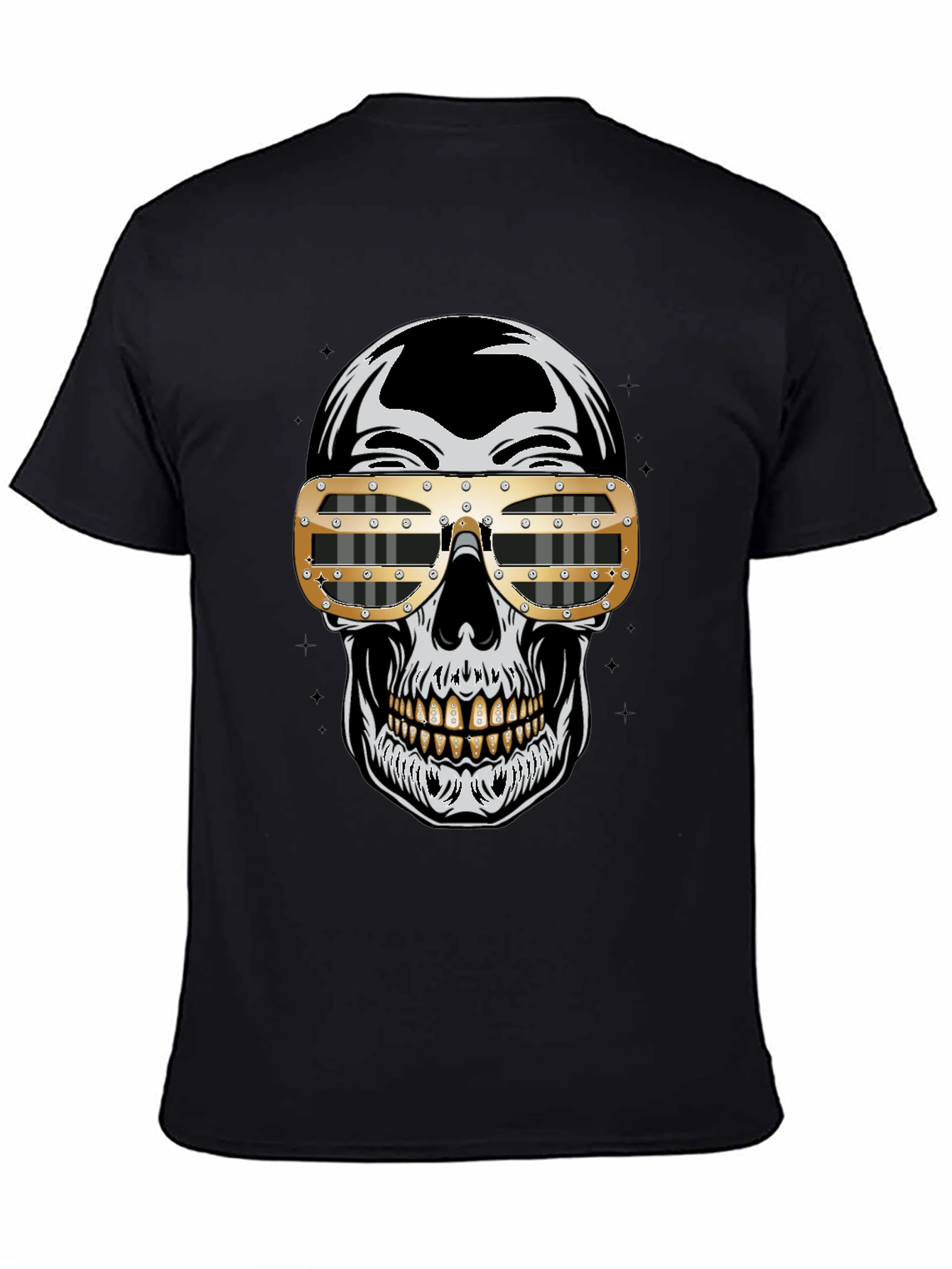 Skull Graphic Tee - Gold Sunglasses