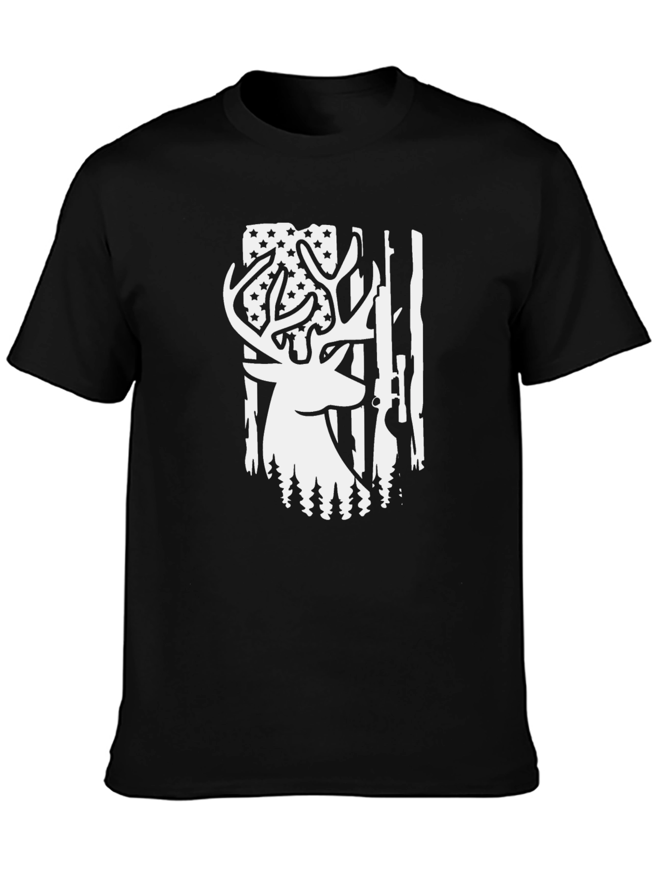 Deer Hunting American Flag Graphic T-Shirt