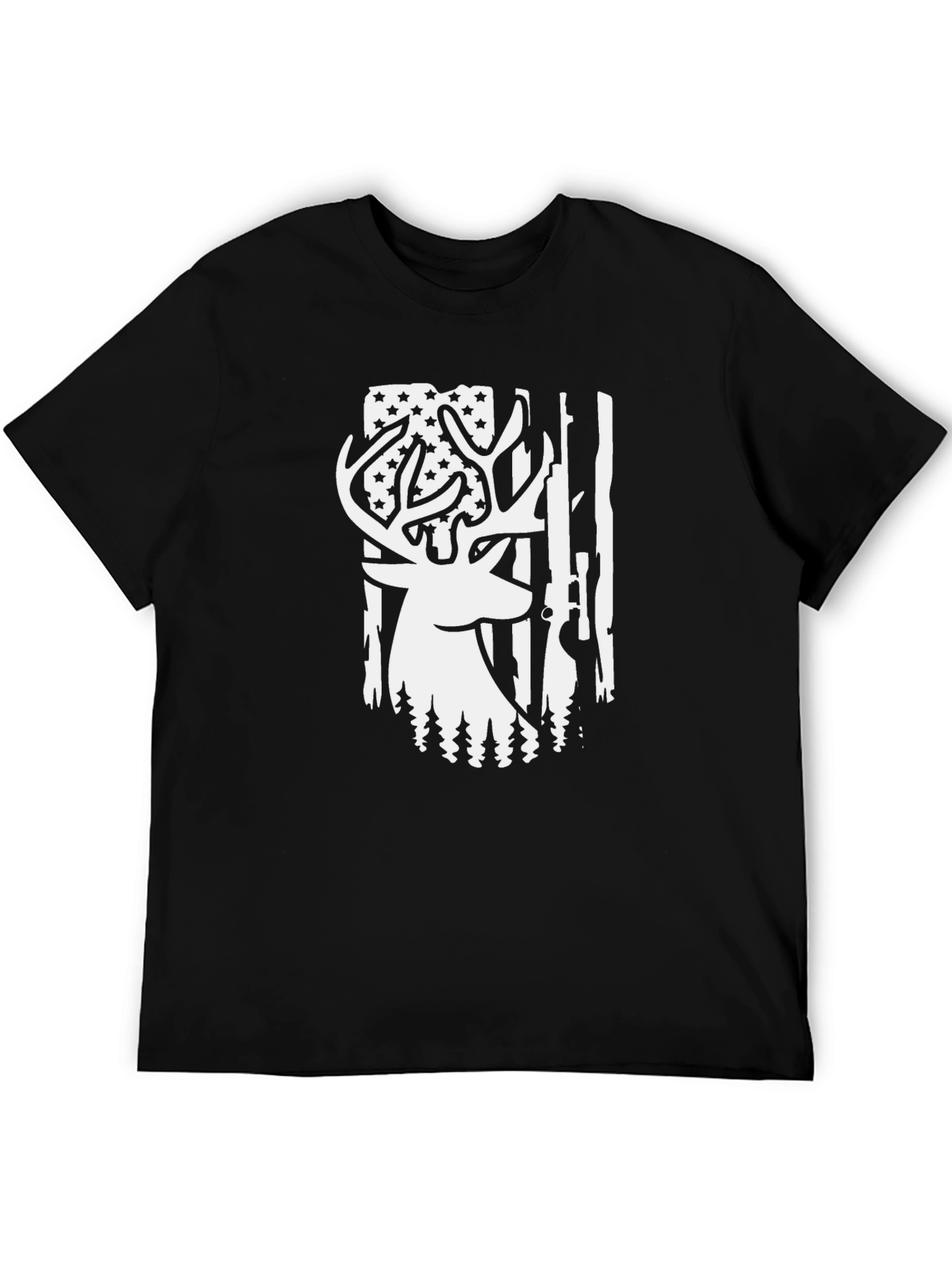 Deer Hunting American Flag Graphic T-Shirt