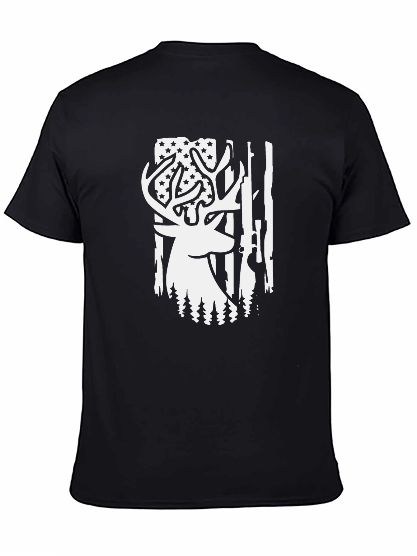 Deer Hunting American Flag Graphic T-Shirt
