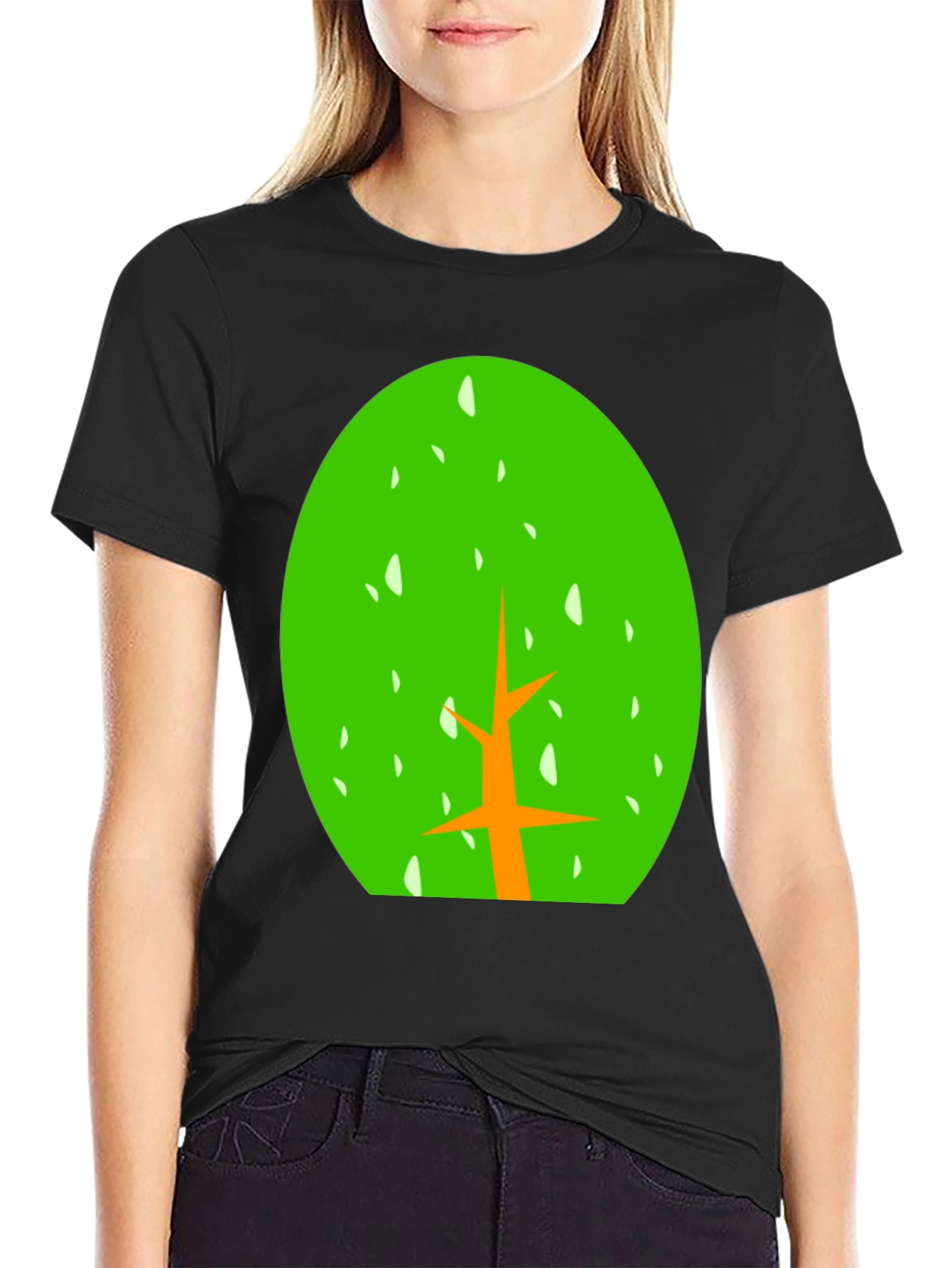 Abstract Tree Graphic Tee - Black Cotton Shirt