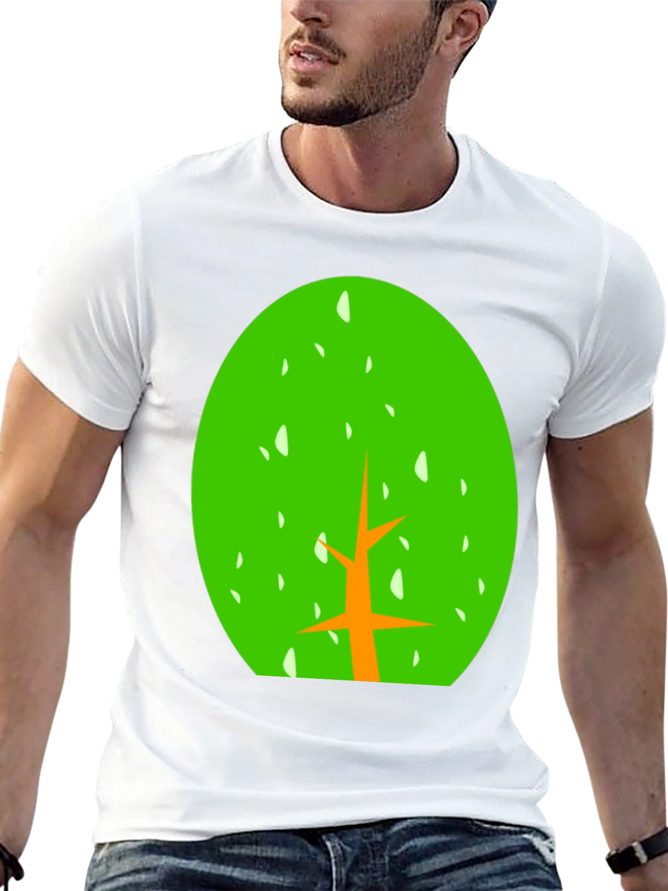 Abstract Tree Graphic Tee - Black Cotton Shirt