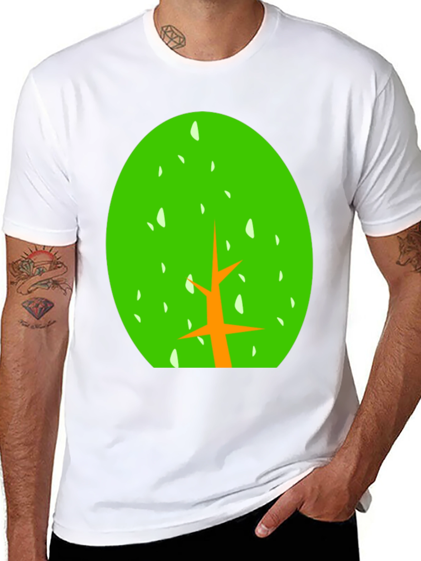Abstract Tree Graphic Tee - Black Cotton Shirt
