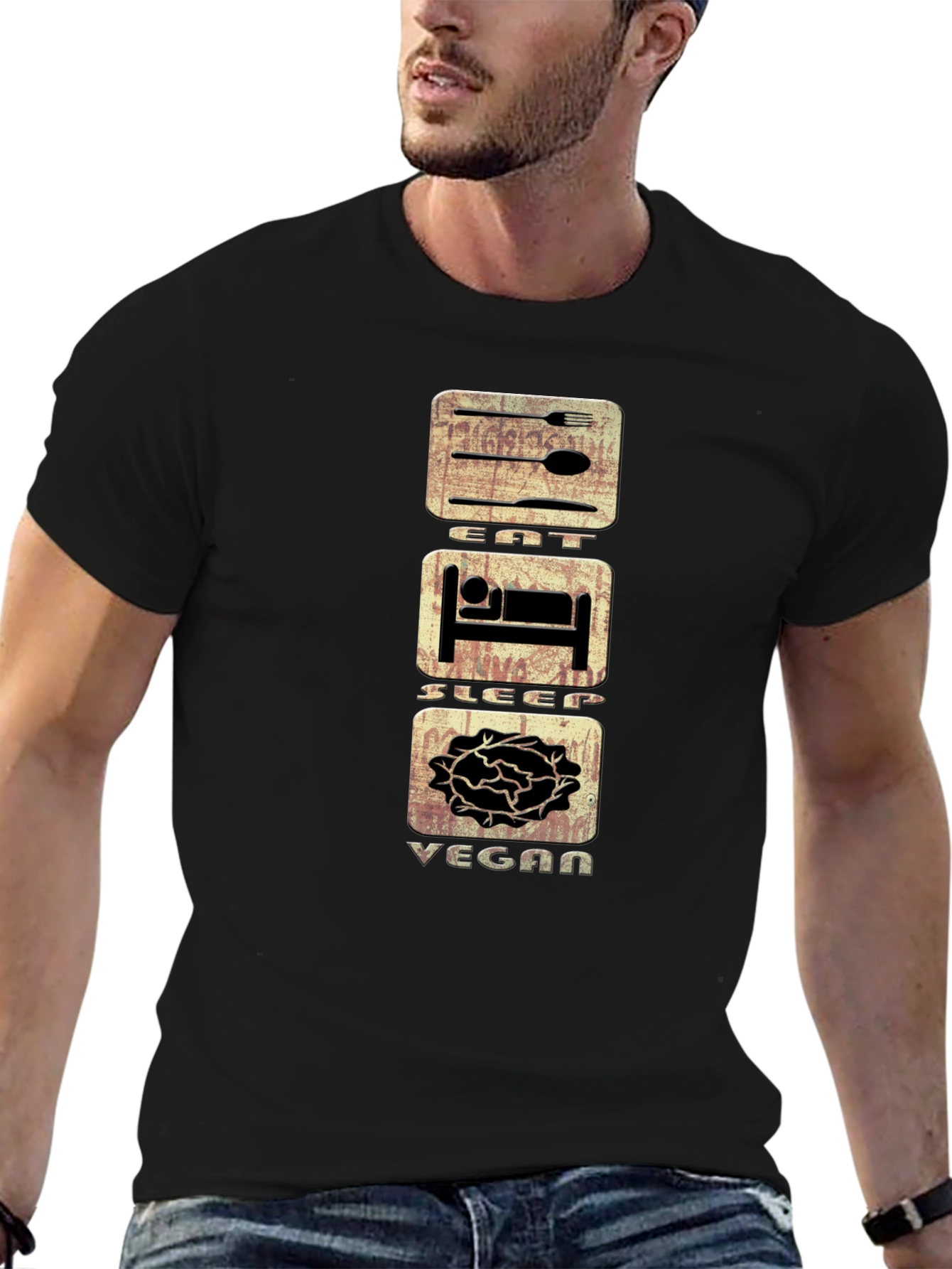 Eat Sleep Vegan T-Shirt - Black