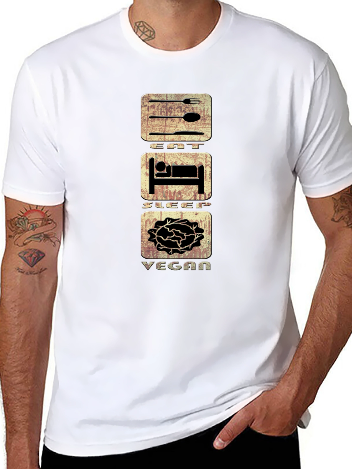 Eat Sleep Vegan T-Shirt - Black