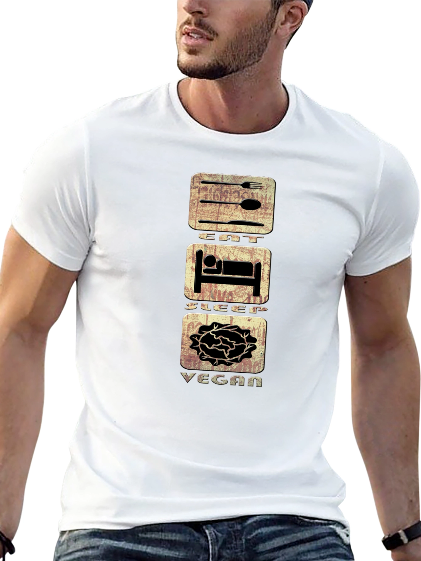 Eat Sleep Vegan T-Shirt - Black