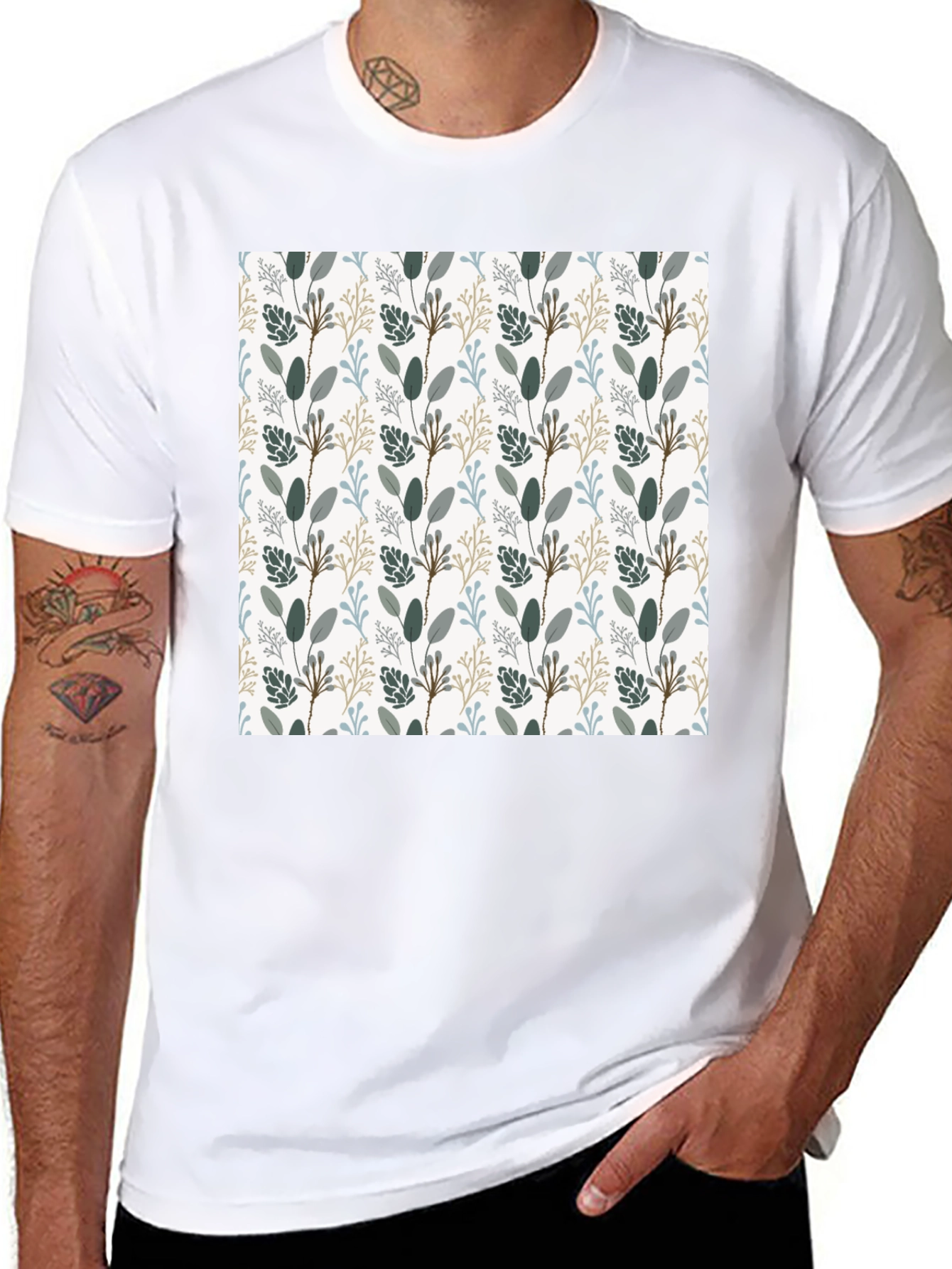 Botanical Print Tee - Stylish Mens Casual Top