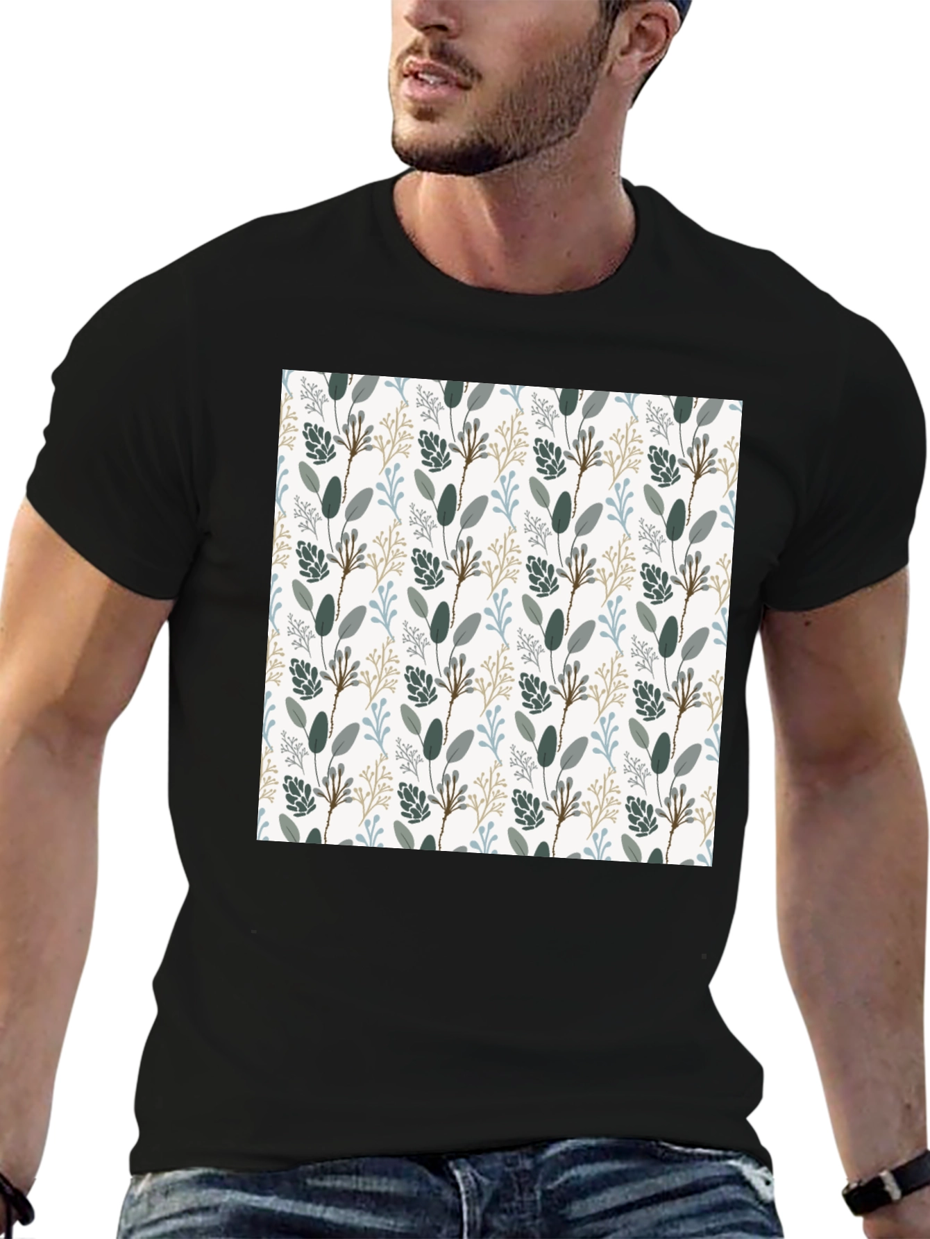 Botanical Print Tee - Stylish Mens Casual Top