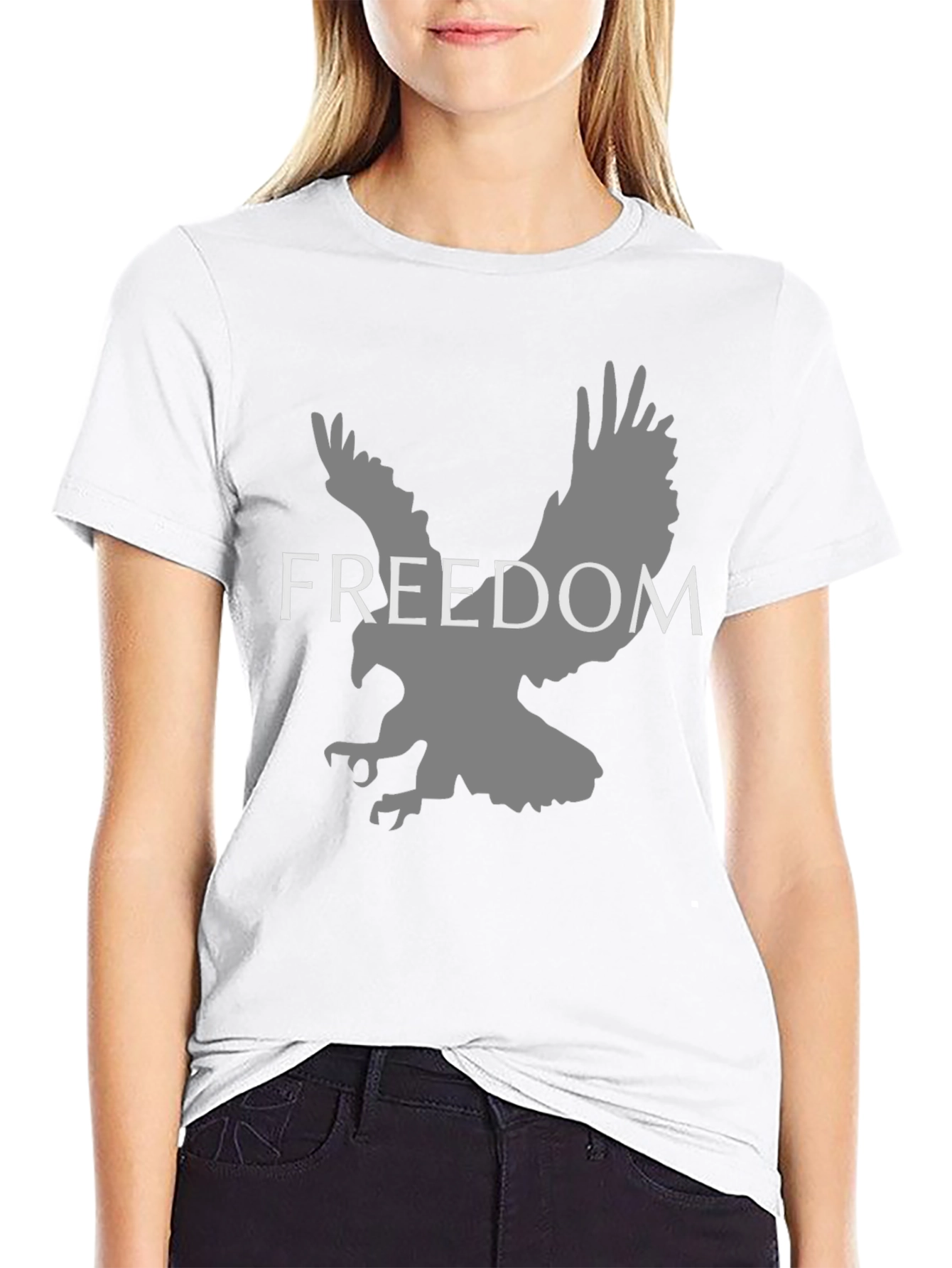 Freedom Eagle Graphic Tee - Black Cotton Blend