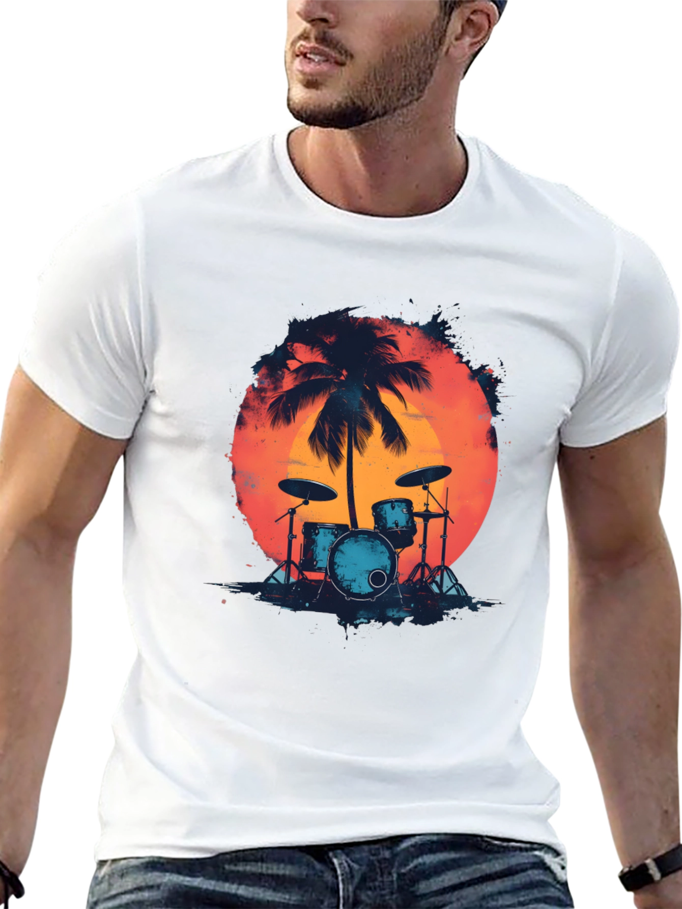 Sunset Drum Set Graphic Tee