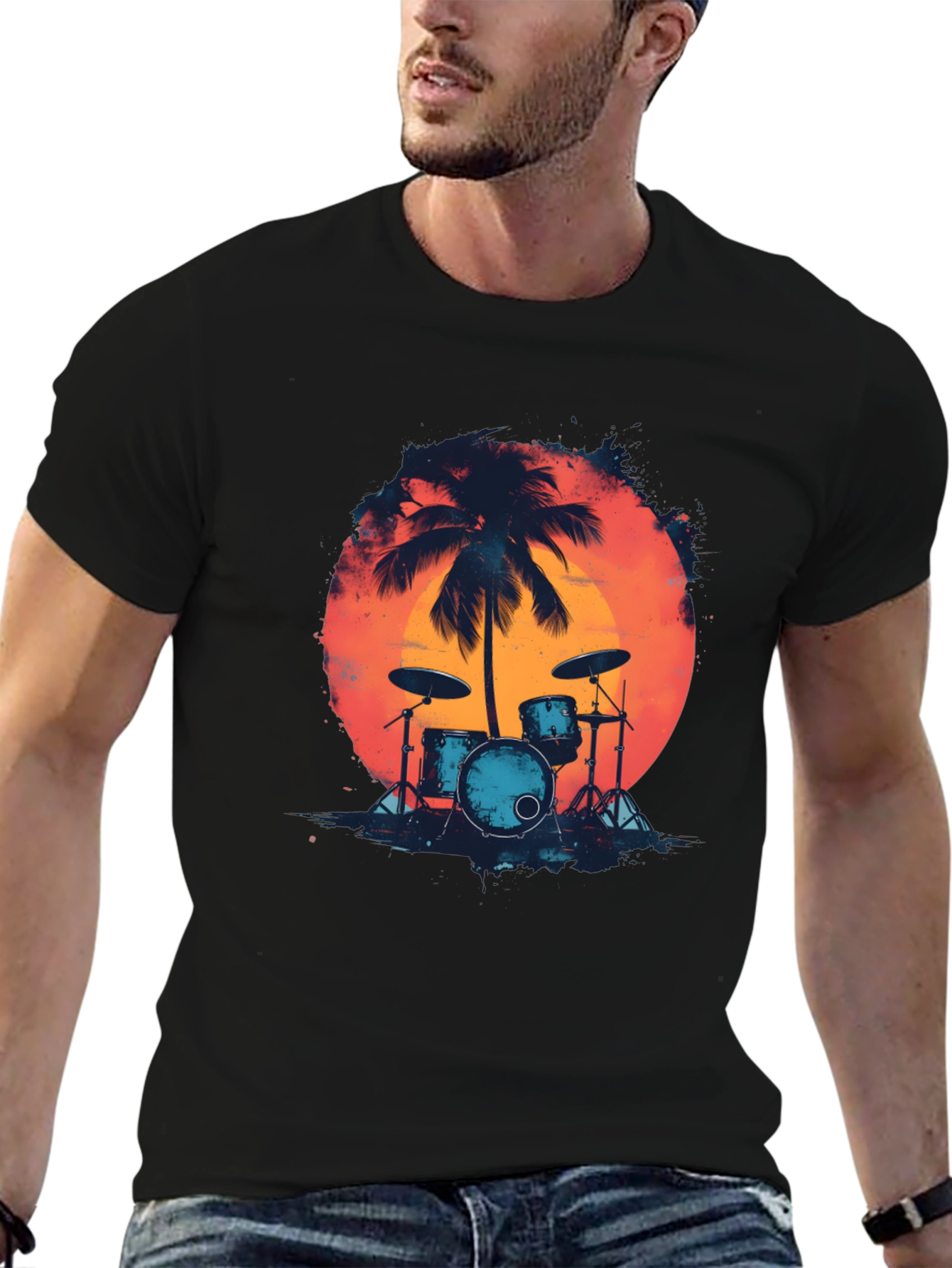 Sunset Drum Set Graphic Tee