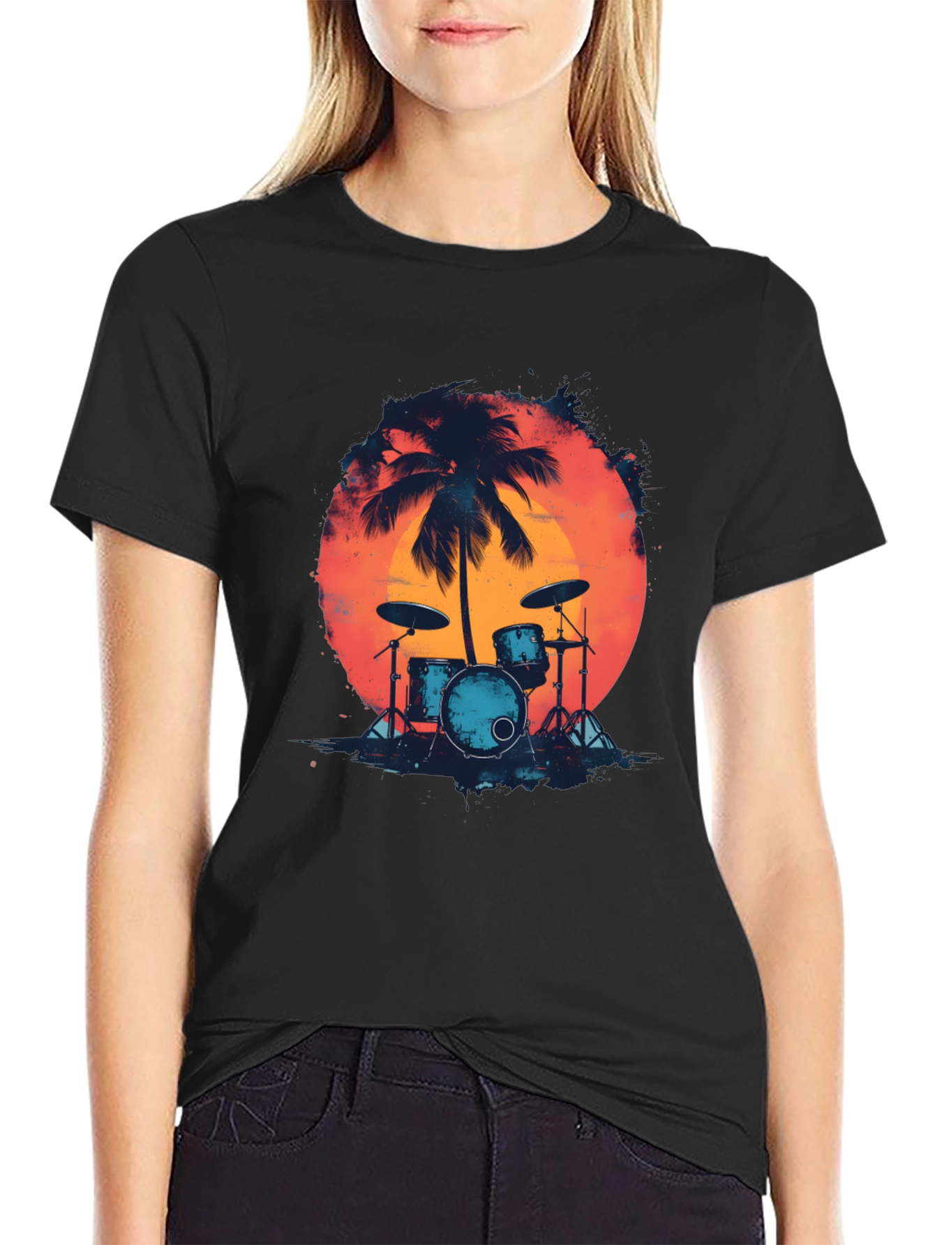 Sunset Drum Set Graphic Tee